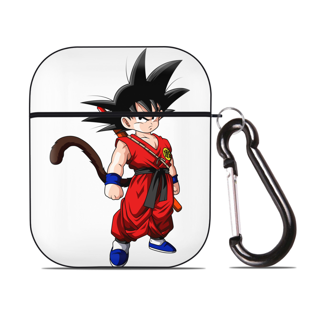（画像用） ドラゴンボール 孫悟空（そん ごくう）Son Goku カカロット DRAGON BALL Kakarotto AirPods 第2世代保護ケース ハードシェル ブラック 耐衝撃・防指紋・カラビナ付き