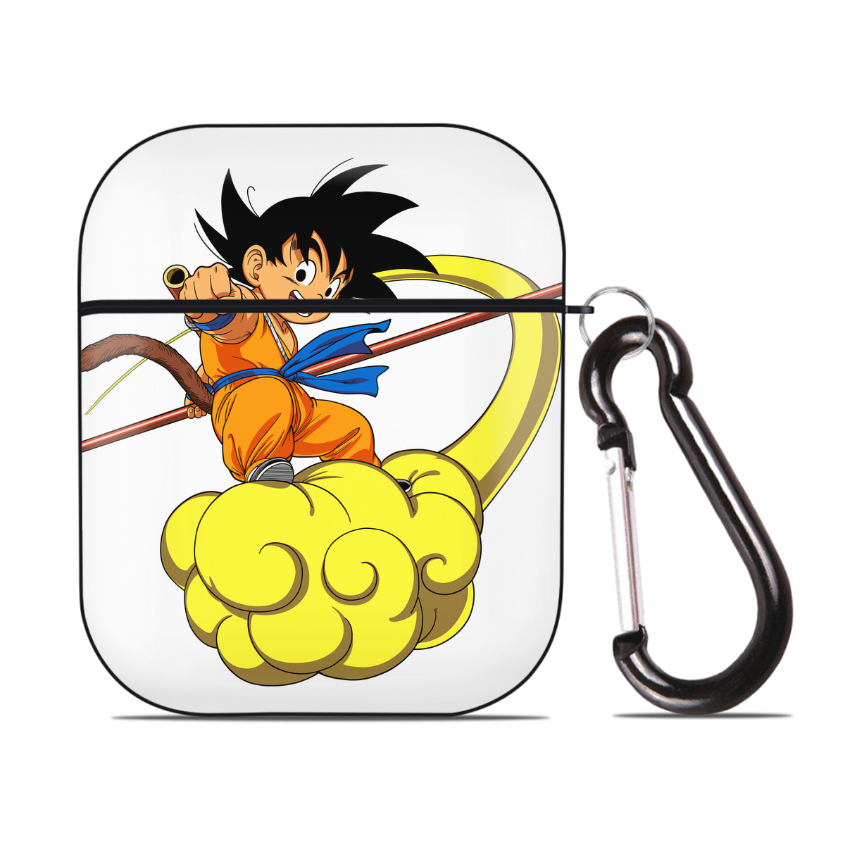 （画像用） ドラゴンボール 孫悟空（そん ごくう）Son Goku カカロット DRAGON BALL Kakarotto AirPods 第2世代保護ケース ハードシェル ブラック 耐衝撃・防指紋・カラビナ付き