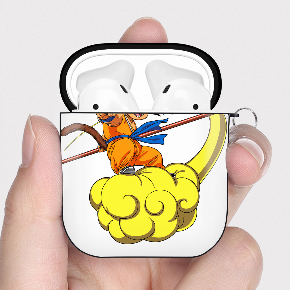 （画像用） ドラゴンボール 孫悟空（そん ごくう）Son Goku カカロット DRAGON BALL Kakarotto AirPods 第2世代保護ケース ハードシェル ブラック 耐衝撃・防指紋・カラビナ付き