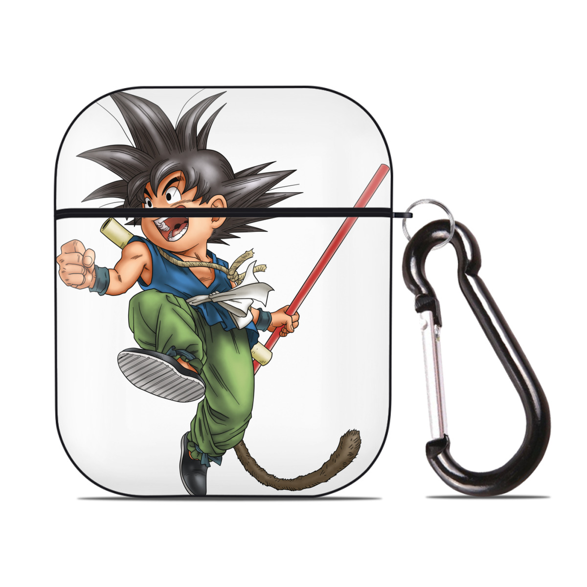 （画像用） ドラゴンボール 孫悟空（そん ごくう）Son Goku カカロット DRAGON BALL Kakarotto AirPods 第2世代保護ケース ハードシェル ブラック 耐衝撃・防指紋・カラビナ付き