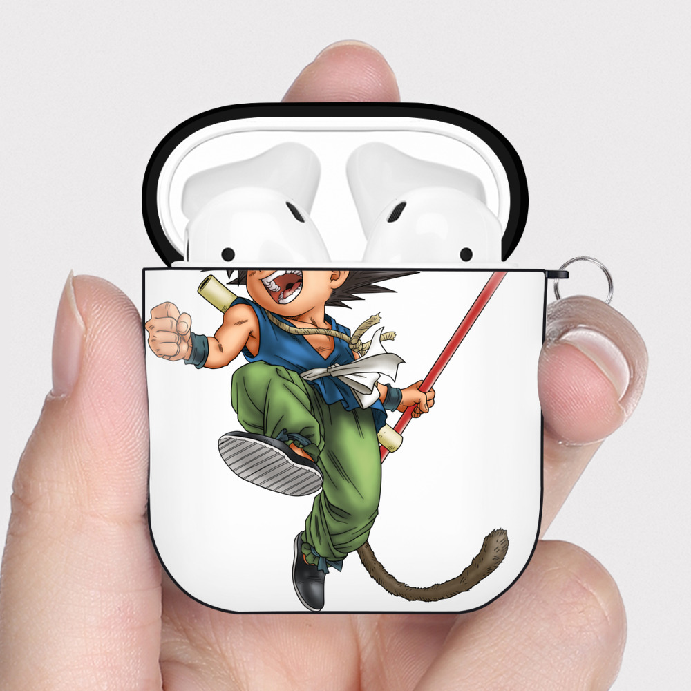 （画像用） ドラゴンボール 孫悟空（そん ごくう）Son Goku カカロット DRAGON BALL Kakarotto AirPods 第2世代保護ケース ハードシェル ブラック 耐衝撃・防指紋・カラビナ付き