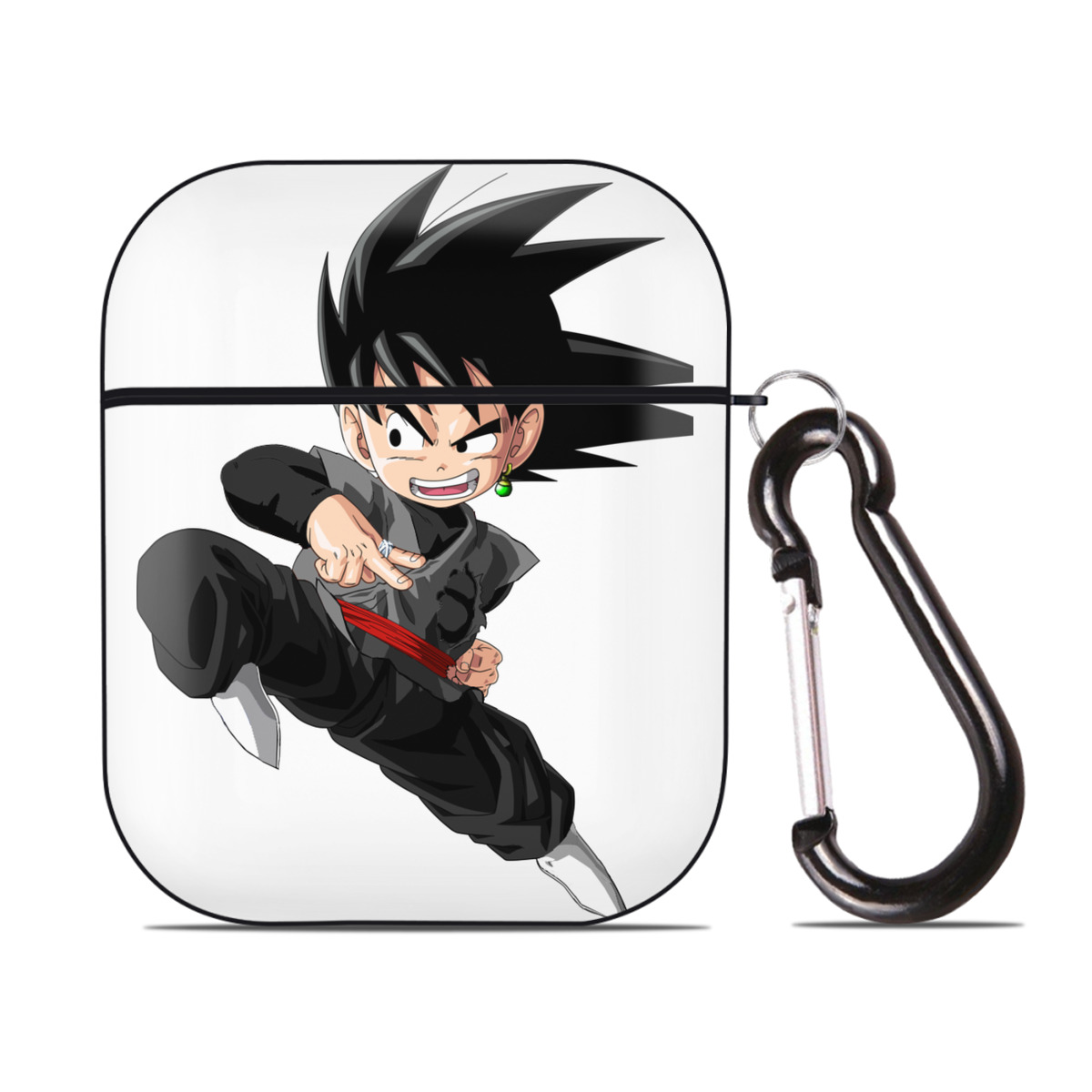 （画像用） ドラゴンボール 孫悟空（そん ごくう）Son Goku カカロット DRAGON BALL Kakarotto AirPods 第2世代保護ケース ハードシェル ブラック 耐衝撃・防指紋・カラビナ付き