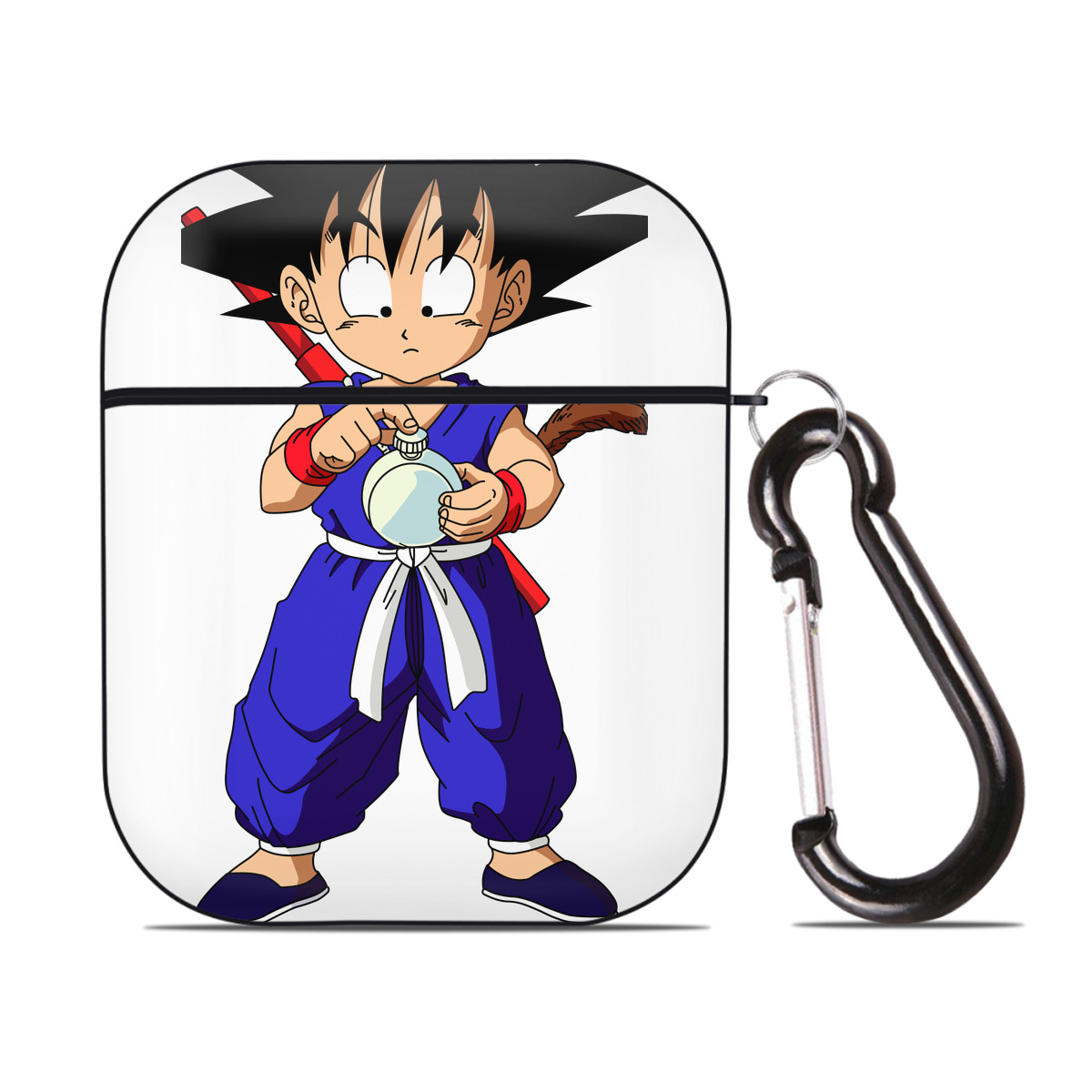 （画像用） ドラゴンボール 孫悟空（そん ごくう）Son Goku カカロット DRAGON BALL Kakarotto AirPods 第2世代保護ケース ハードシェル ブラック 耐衝撃・防指紋・カラビナ付き