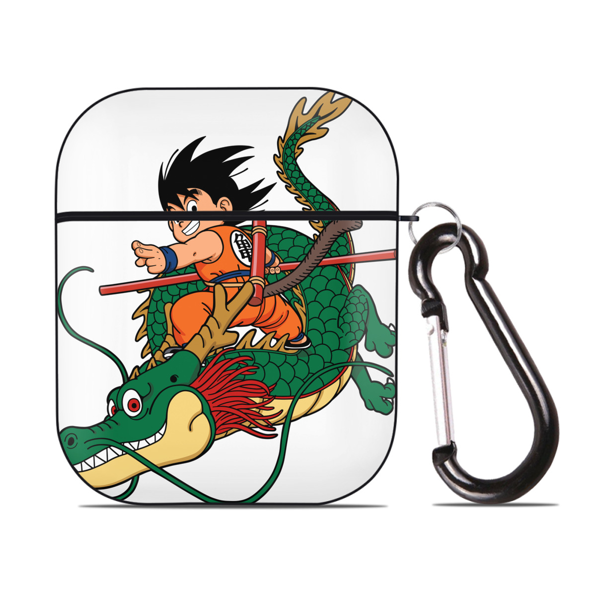 （画像用） ドラゴンボール 孫悟空（そん ごくう）Son Goku カカロット DRAGON BALL Kakarotto AirPods 第2世代保護ケース ハードシェル ブラック 耐衝撃・防指紋・カラビナ付き