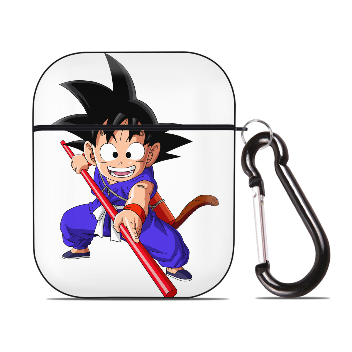 （画像用） ドラゴンボール 孫悟空（そん ごくう）Son Goku カカロット DRAGON BALL Kakarotto AirPods 第2世代保護ケース ハードシェル ブラック 耐衝撃・防指紋・カラビナ付き