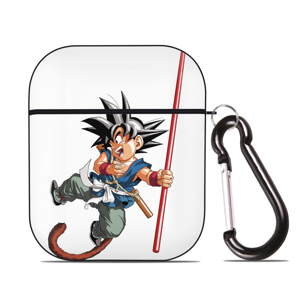 （画像用） ドラゴンボール 孫悟空（そん ごくう）Son Goku カカロット DRAGON BALL Kakarotto AirPods 第2世代保護ケース ハードシェル ブラック 耐衝撃・防指紋・カラビナ付き