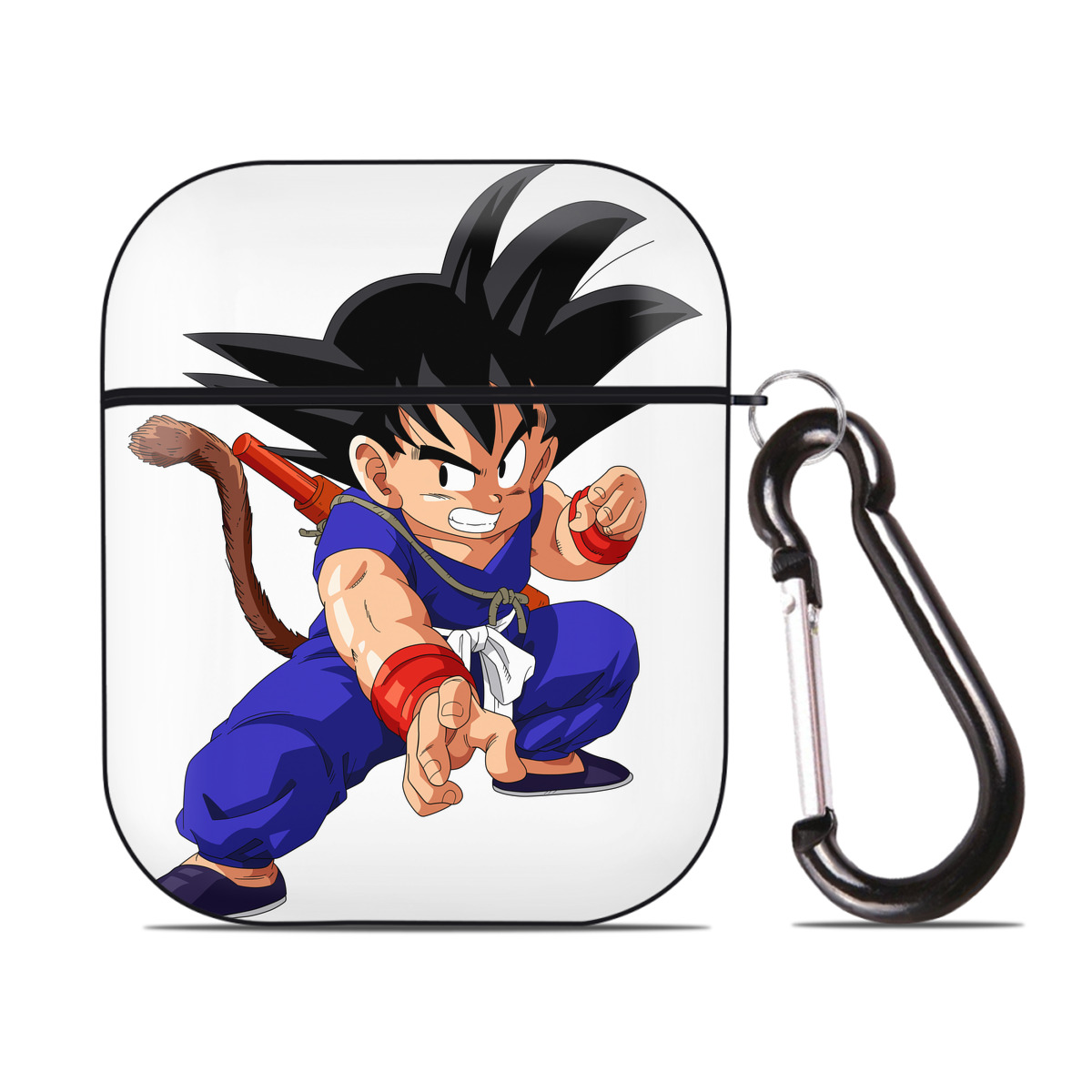（画像用） ドラゴンボール 孫悟空（そん ごくう）Son Goku カカロット DRAGON BALL Kakarotto AirPods 第2世代保護ケース ハードシェル ブラック 耐衝撃・防指紋・カラビナ付き