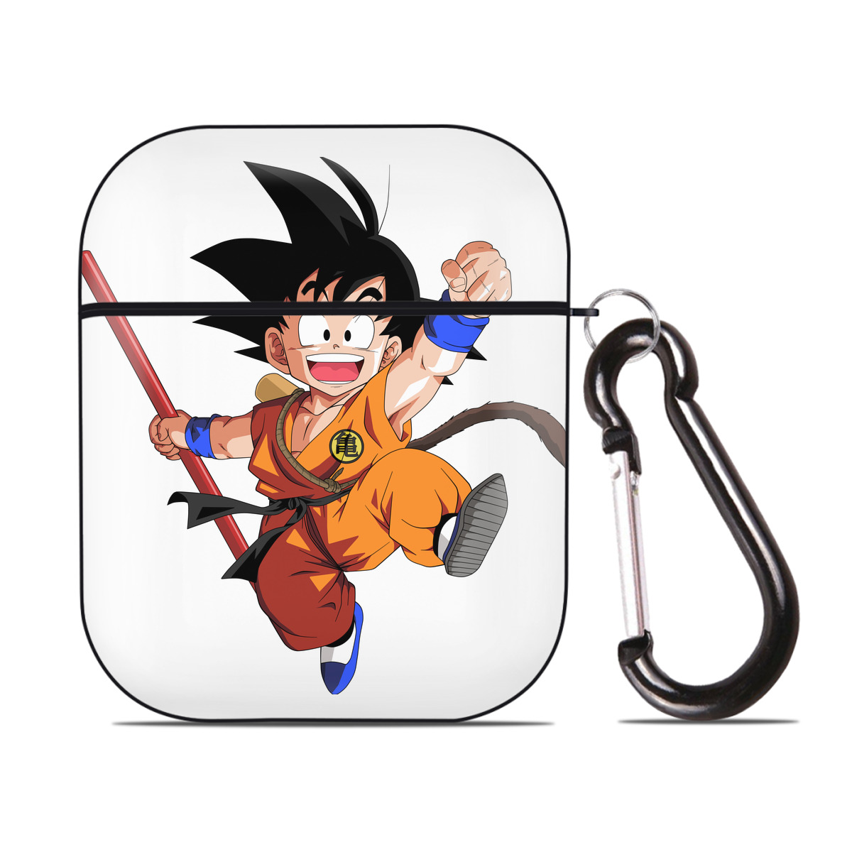 （画像用） ドラゴンボール 孫悟空（そん ごくう）Son Goku カカロット DRAGON BALL Kakarotto AirPods 第2世代保護ケース ハードシェル ブラック 耐衝撃・防指紋・カラビナ付き