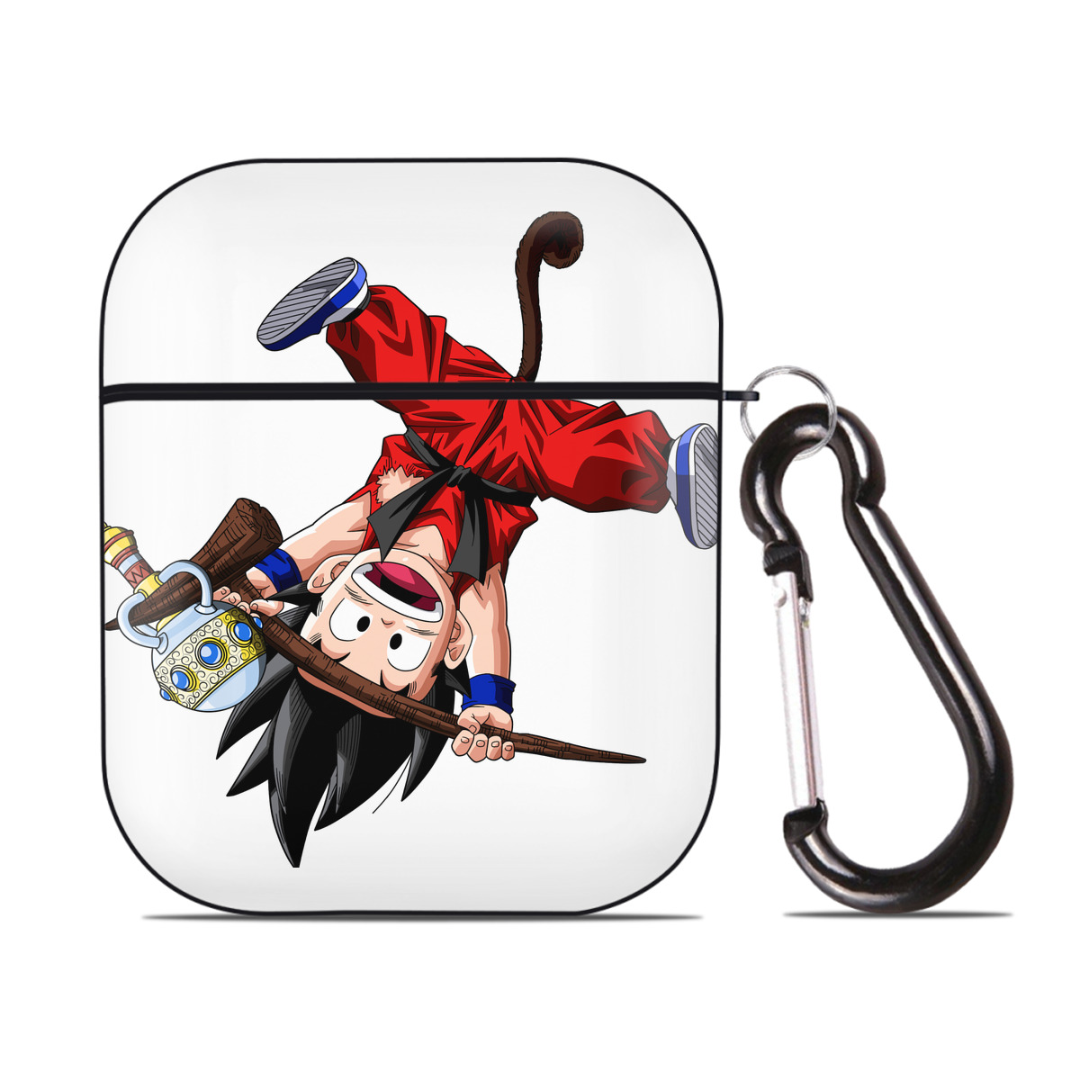 （画像用） ドラゴンボール 孫悟空（そん ごくう）Son Goku カカロット DRAGON BALL Kakarotto AirPods 第2世代保護ケース ハードシェル ブラック 耐衝撃・防指紋・カラビナ付き