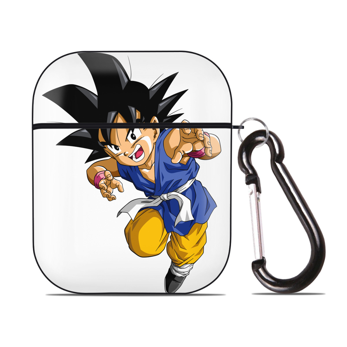 （画像用） ドラゴンボール 孫悟空（そん ごくう）Son Goku カカロット DRAGON BALL Kakarotto AirPods 第2世代保護ケース ハードシェル ブラック 耐衝撃・防指紋・カラビナ付き