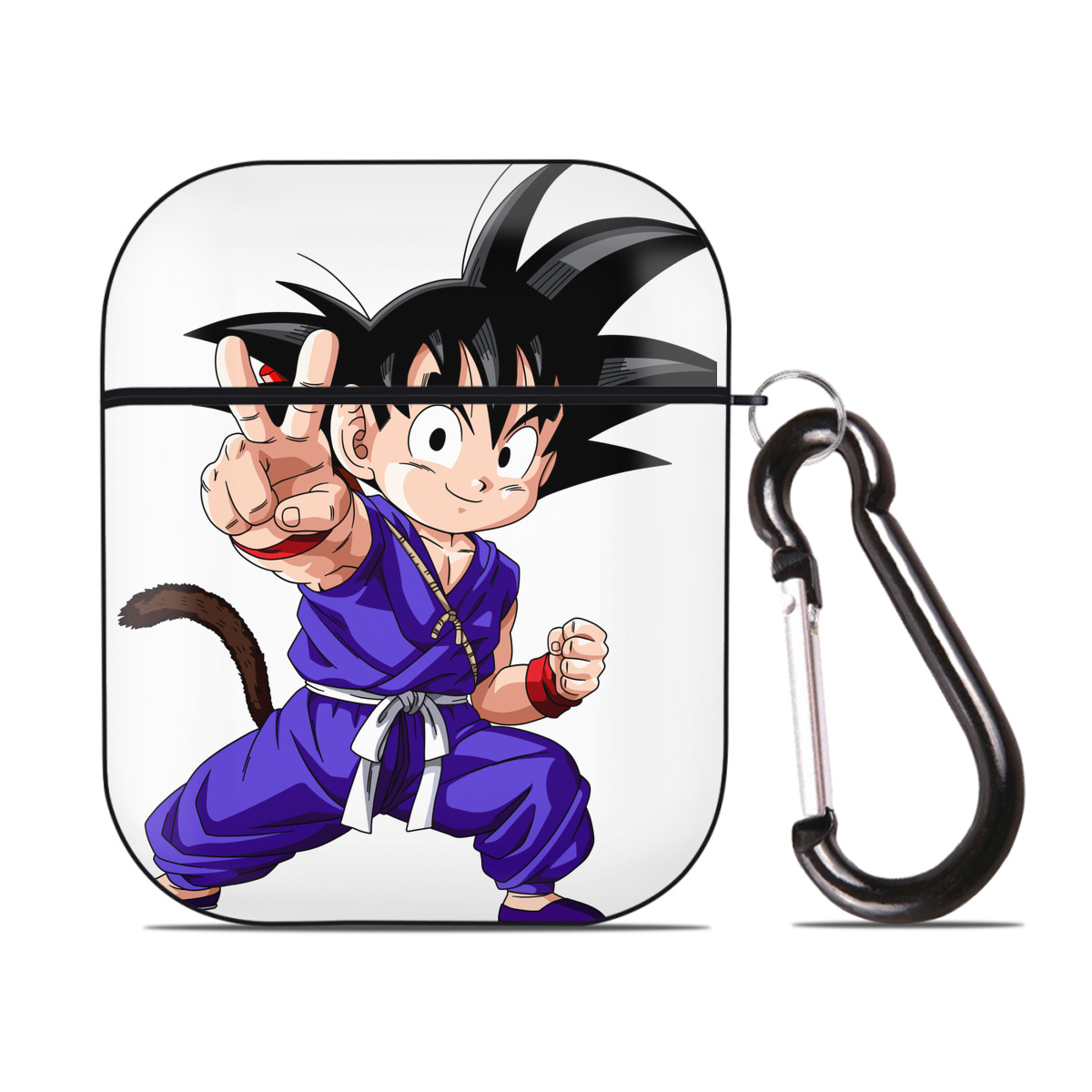 （画像用） ドラゴンボール 孫悟空（そん ごくう）Son Goku カカロット DRAGON BALL Kakarotto AirPods 第2世代保護ケース ハードシェル ブラック 耐衝撃・防指紋・カラビナ付き