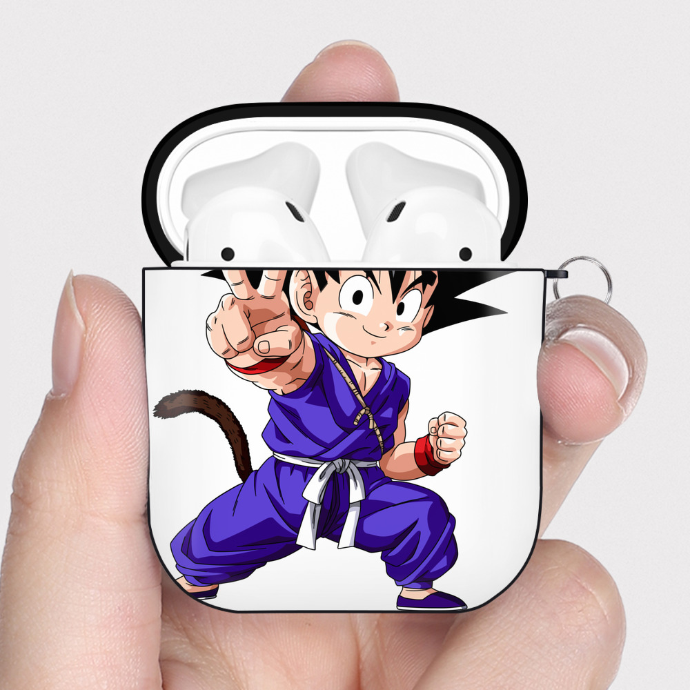 （画像用） ドラゴンボール 孫悟空（そん ごくう）Son Goku カカロット DRAGON BALL Kakarotto AirPods 第2世代保護ケース ハードシェル ブラック 耐衝撃・防指紋・カラビナ付き