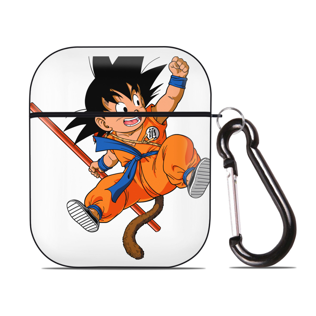 （画像用） ドラゴンボール 孫悟空（そん ごくう）Son Goku カカロット DRAGON BALL Kakarotto AirPods 第2世代保護ケース ハードシェル ブラック 耐衝撃・防指紋・カラビナ付き