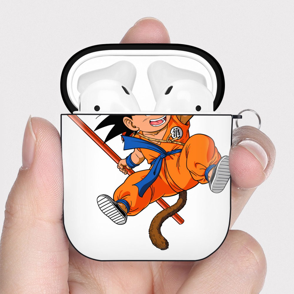 （画像用） ドラゴンボール 孫悟空（そん ごくう）Son Goku カカロット DRAGON BALL Kakarotto AirPods 第2世代保護ケース ハードシェル ブラック 耐衝撃・防指紋・カラビナ付き