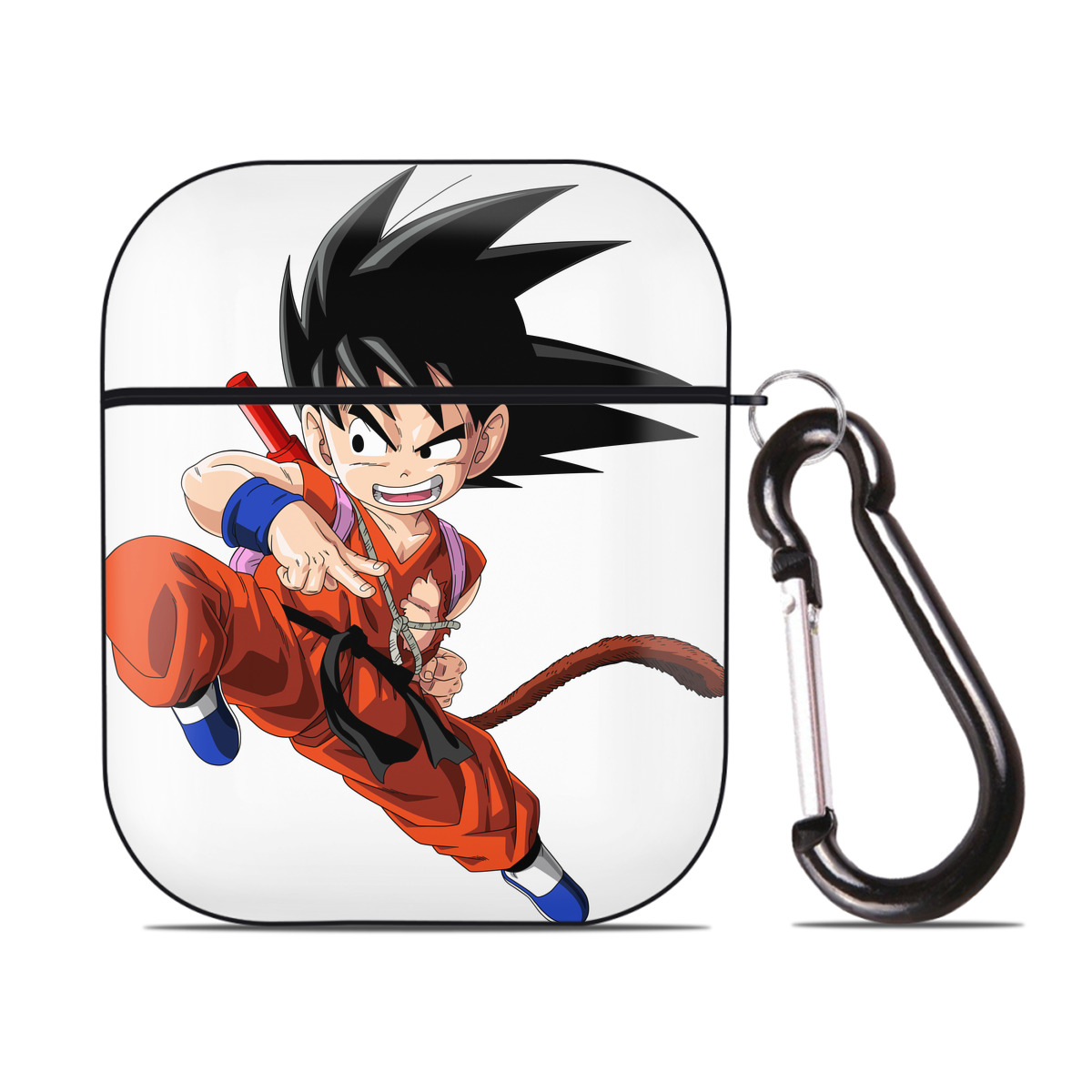 （画像用） ドラゴンボール 孫悟空（そん ごくう）Son Goku カカロット DRAGON BALL Kakarotto AirPods 第2世代保護ケース ハードシェル ブラック 耐衝撃・防指紋・カラビナ付き