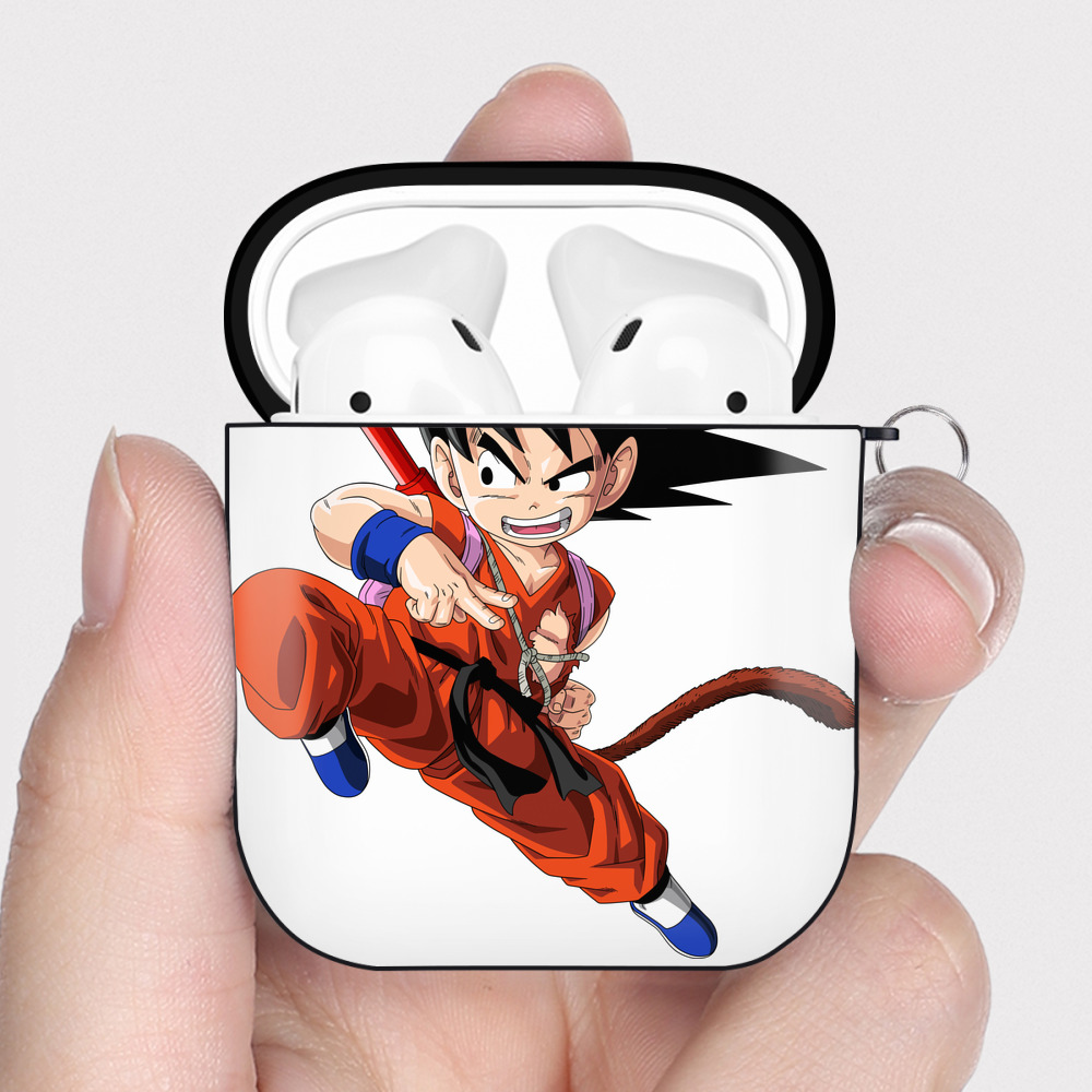 （画像用） ドラゴンボール 孫悟空（そん ごくう）Son Goku カカロット DRAGON BALL Kakarotto AirPods 第2世代保護ケース ハードシェル ブラック 耐衝撃・防指紋・カラビナ付き