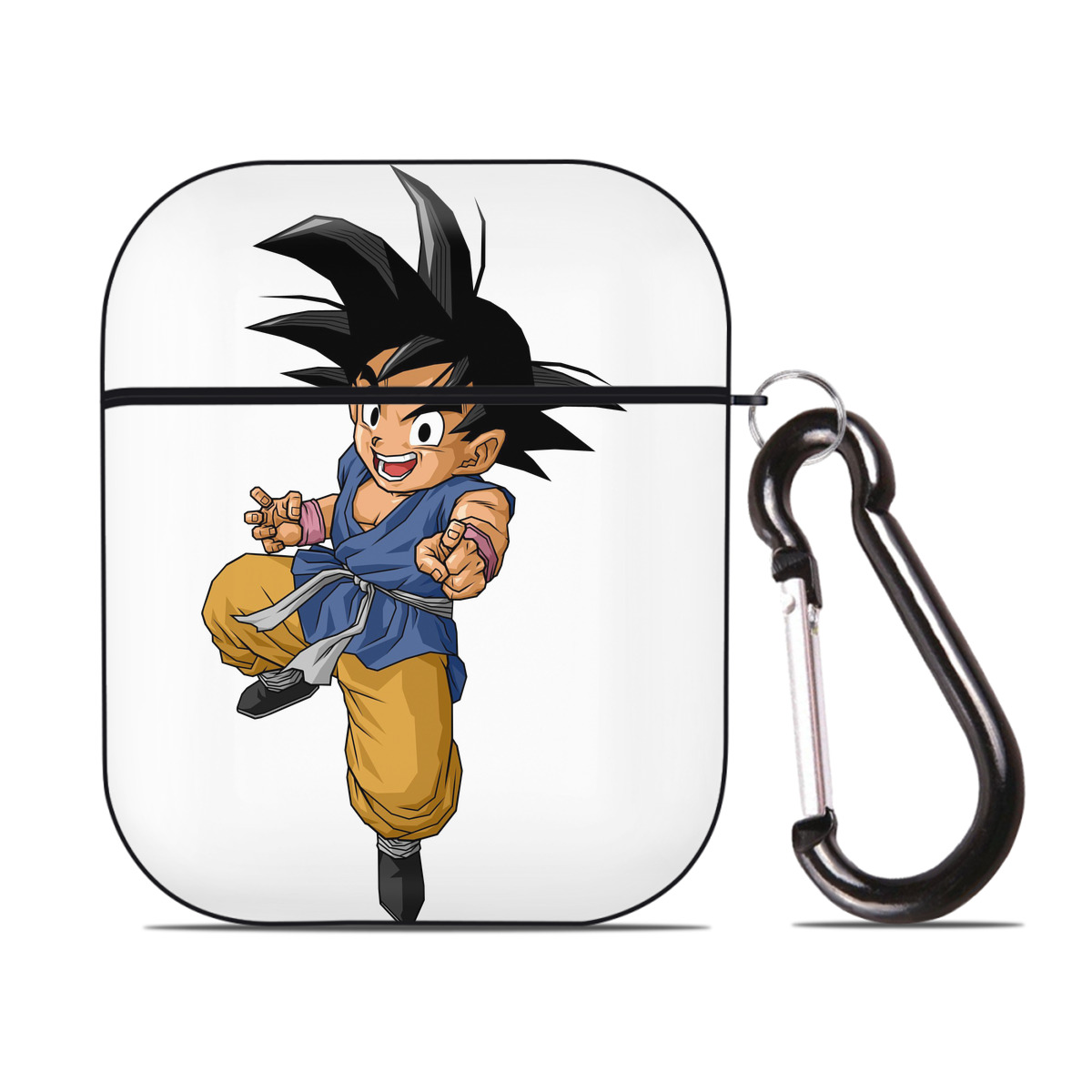 （画像用） ドラゴンボール 孫悟空（そん ごくう）Son Goku カカロット DRAGON BALL Kakarotto AirPods 第2世代保護ケース ハードシェル ブラック 耐衝撃・防指紋・カラビナ付き