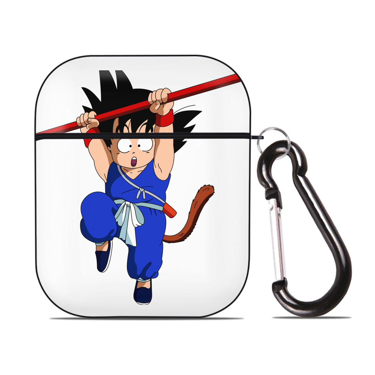 （画像用） ドラゴンボール 孫悟空（そん ごくう）Son Goku カカロット DRAGON BALL Kakarotto AirPods 第2世代保護ケース ハードシェル ブラック 耐衝撃・防指紋・カラビナ付き
