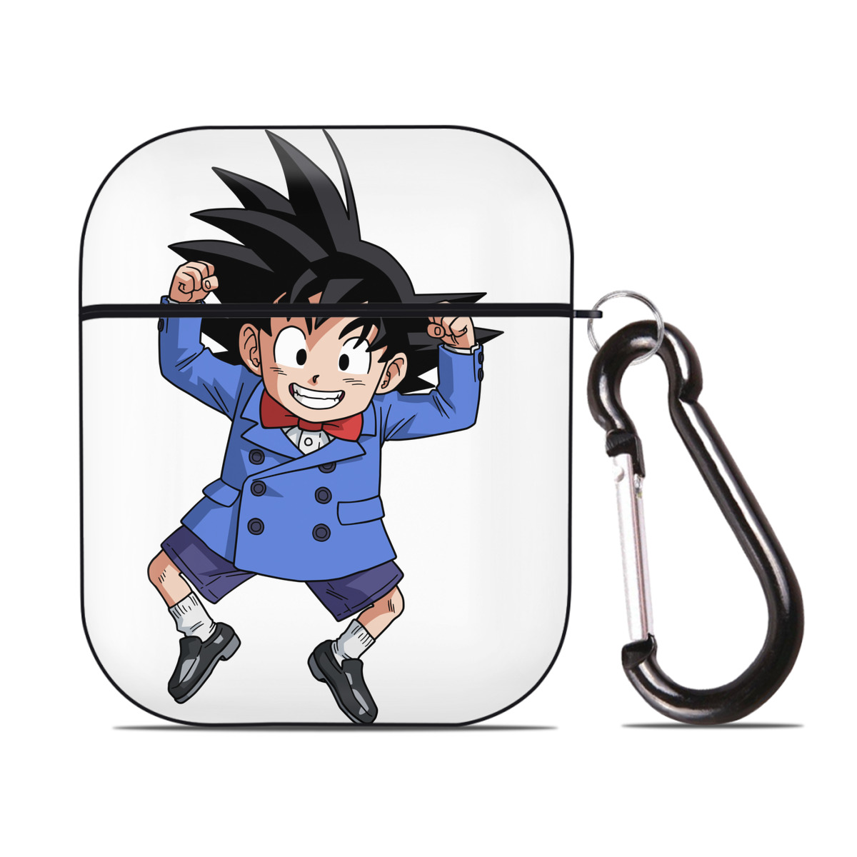 （画像用） ドラゴンボール 孫悟空（そん ごくう）Son Goku カカロット DRAGON BALL Kakarotto AirPods 第2世代保護ケース ハードシェル ブラック 耐衝撃・防指紋・カラビナ付き