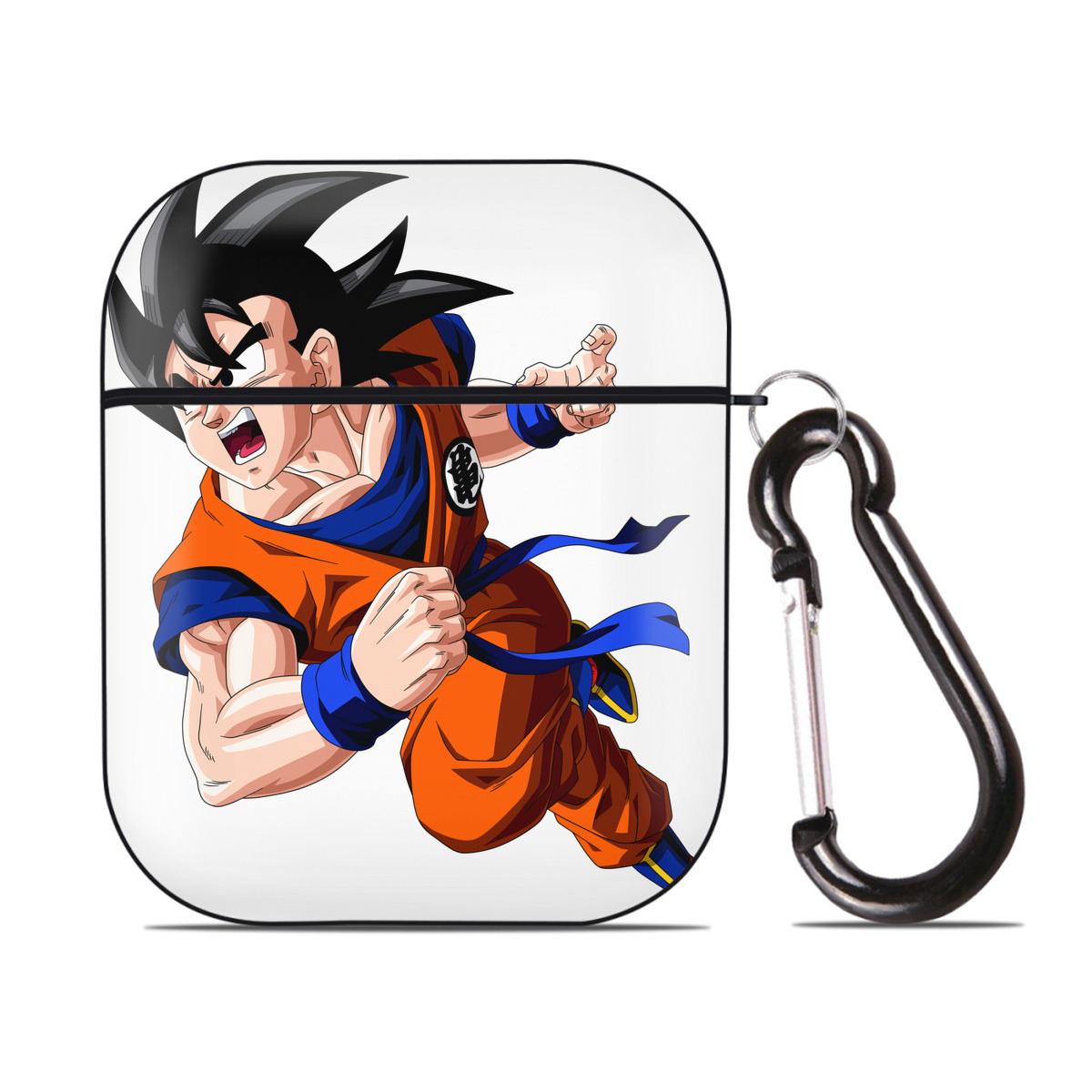 （画像用） ドラゴンボール 孫悟空（そん ごくう）Son Goku カカロット DRAGON BALL Kakarotto AirPods 第2世代保護ケース ハードシェル ブラック 耐衝撃・防指紋・カラビナ付き