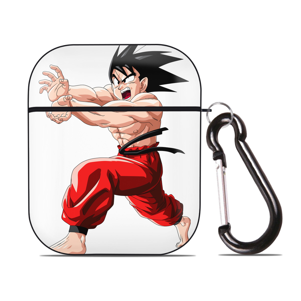 （画像用） ドラゴンボール 孫悟空（そん ごくう）Son Goku カカロット DRAGON BALL Kakarotto AirPods 第2世代保護ケース ハードシェル ブラック 耐衝撃・防指紋・カラビナ付き