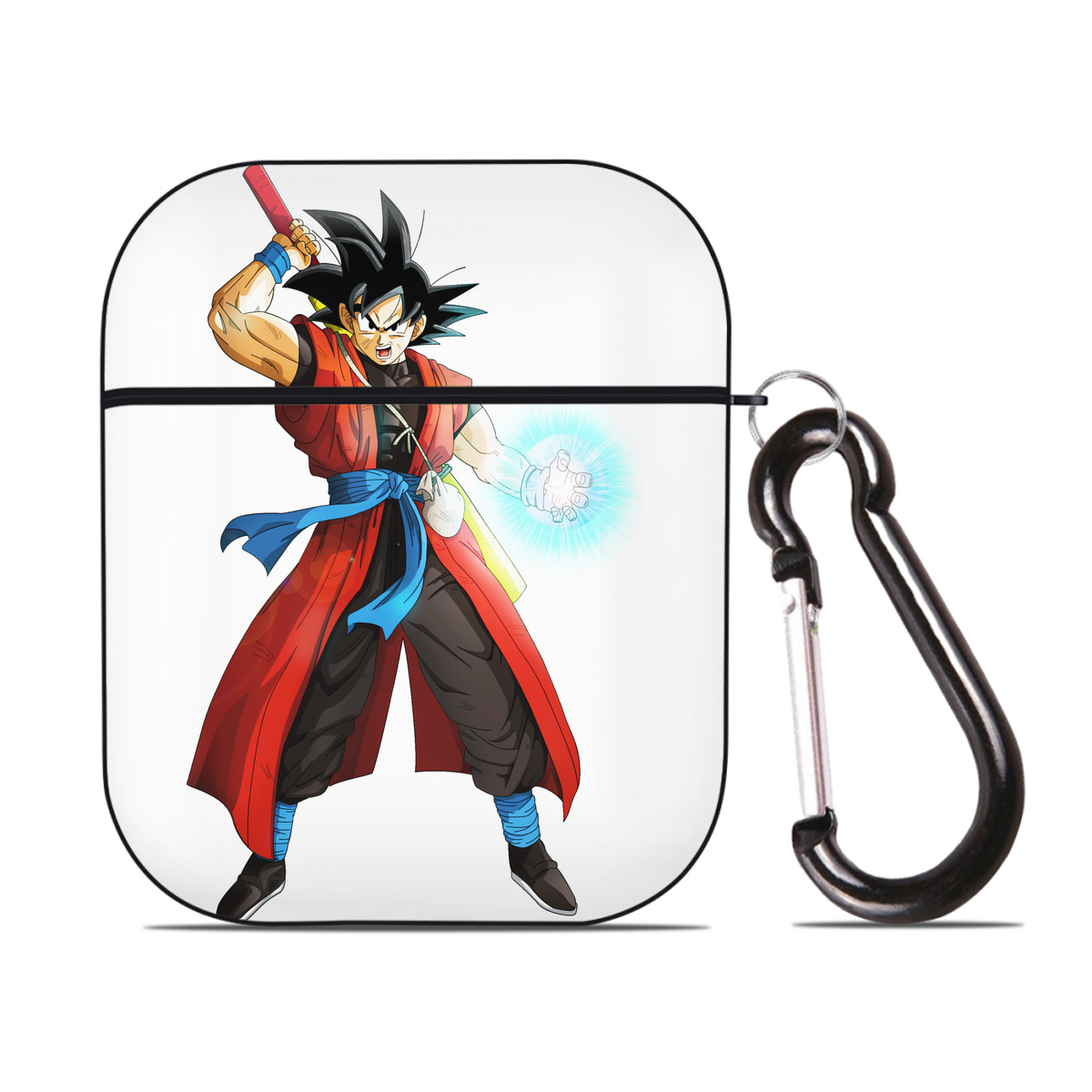 （画像用） ドラゴンボール 孫悟空（そん ごくう）Son Goku カカロット DRAGON BALL Kakarotto AirPods 第2世代保護ケース ハードシェル ブラック 耐衝撃・防指紋・カラビナ付き