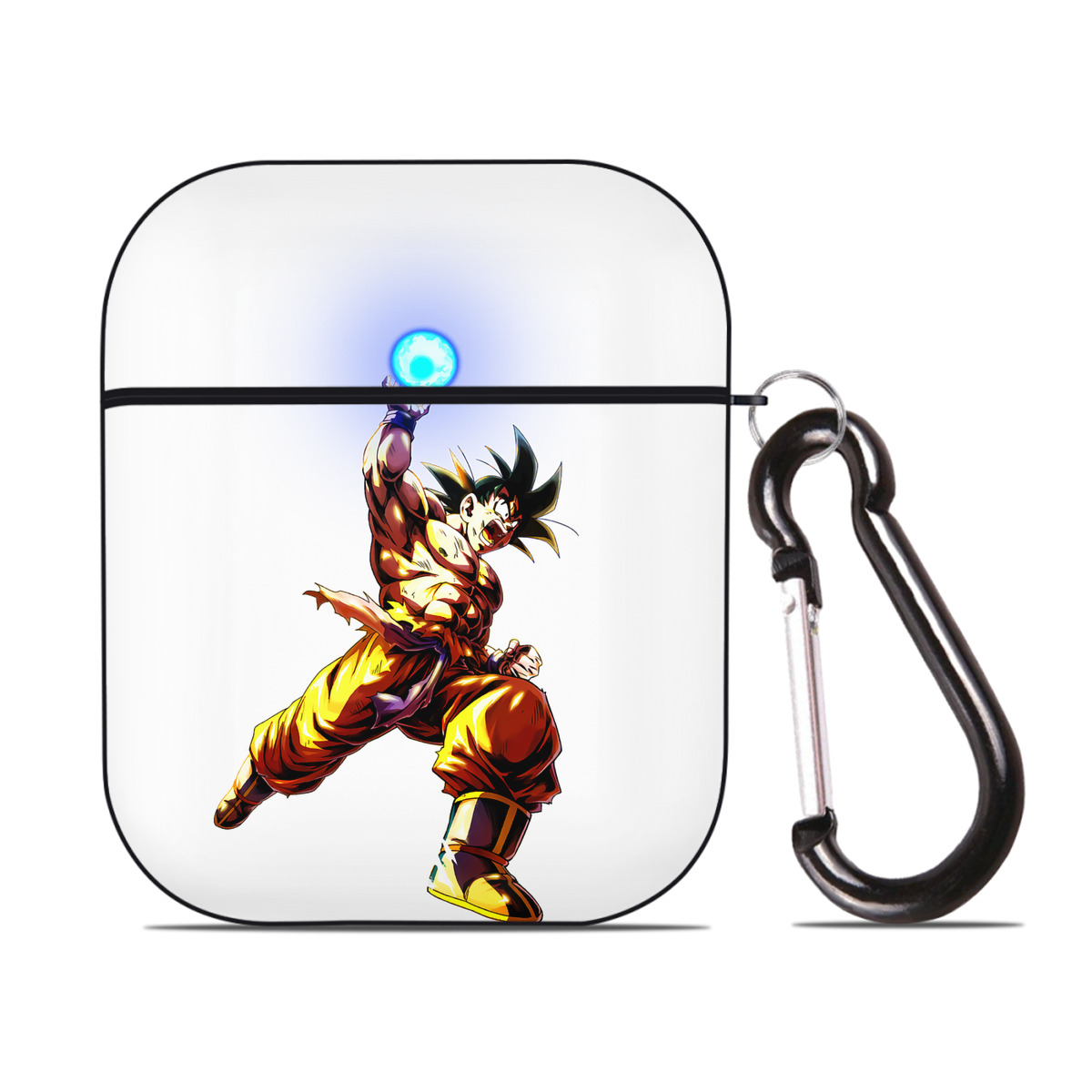 （画像用） ドラゴンボール 孫悟空（そん ごくう）Son Goku カカロット DRAGON BALL Kakarotto AirPods 第2世代保護ケース ハードシェル ブラック 耐衝撃・防指紋・カラビナ付き