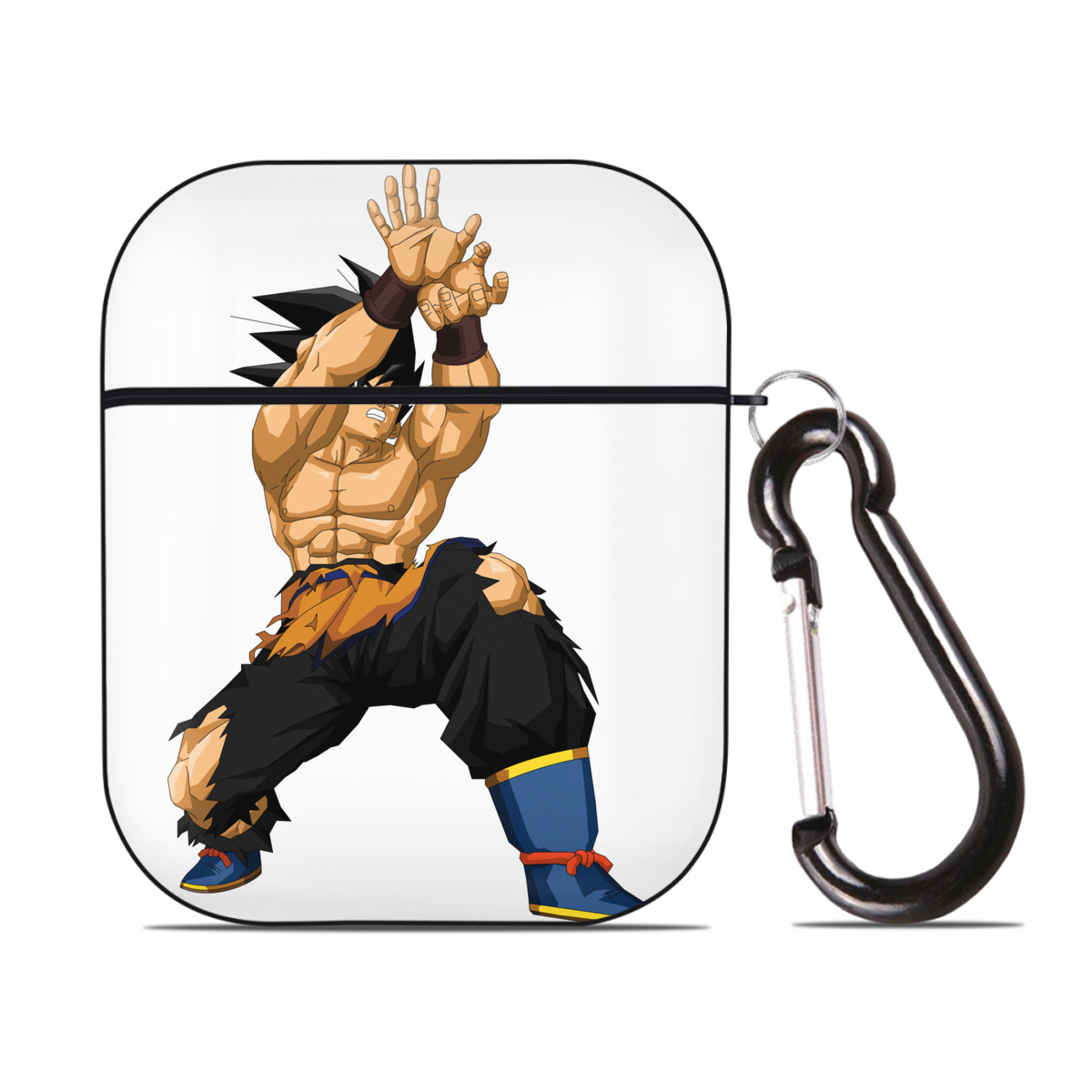 （画像用） ドラゴンボール 孫悟空（そん ごくう）Son Goku カカロット DRAGON BALL Kakarotto AirPods 第2世代保護ケース ハードシェル ブラック 耐衝撃・防指紋・カラビナ付き