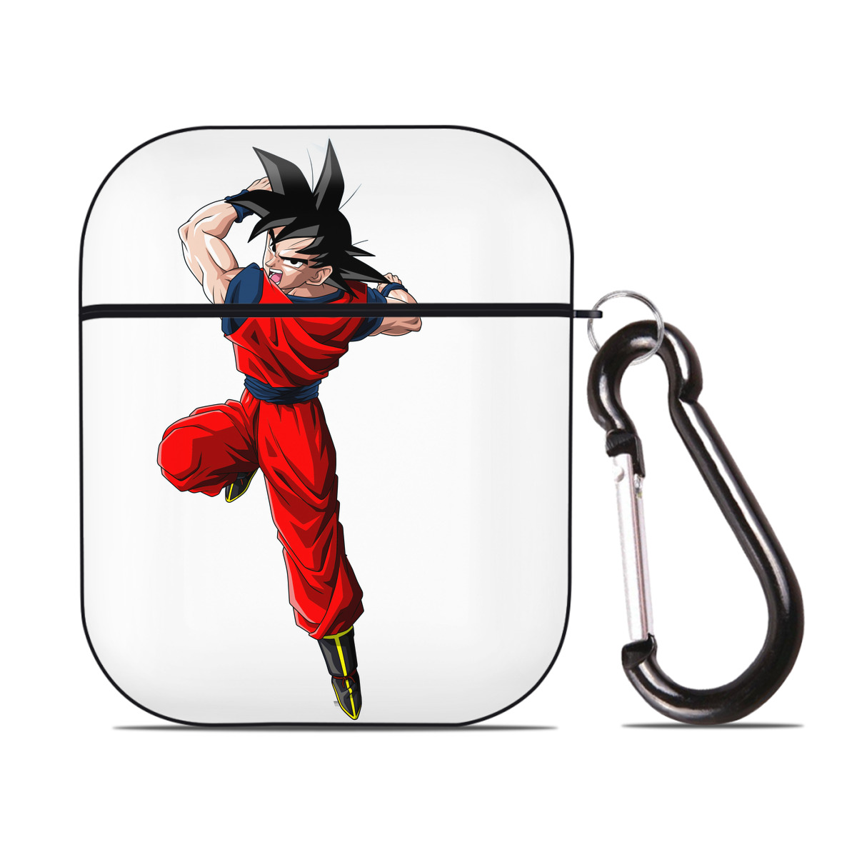 （画像用） ドラゴンボール 孫悟空（そん ごくう）Son Goku カカロット DRAGON BALL Kakarotto AirPods 第2世代保護ケース ハードシェル ブラック 耐衝撃・防指紋・カラビナ付き