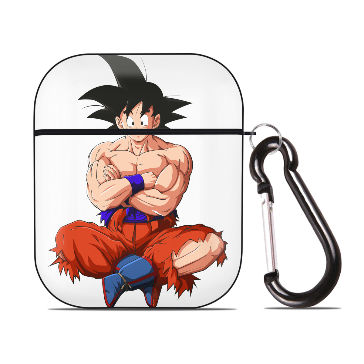 （画像用） ドラゴンボール 孫悟空（そん ごくう）Son Goku カカロット DRAGON BALL Kakarotto AirPods 第2世代保護ケース ハードシェル ブラック 耐衝撃・防指紋・カラビナ付き
