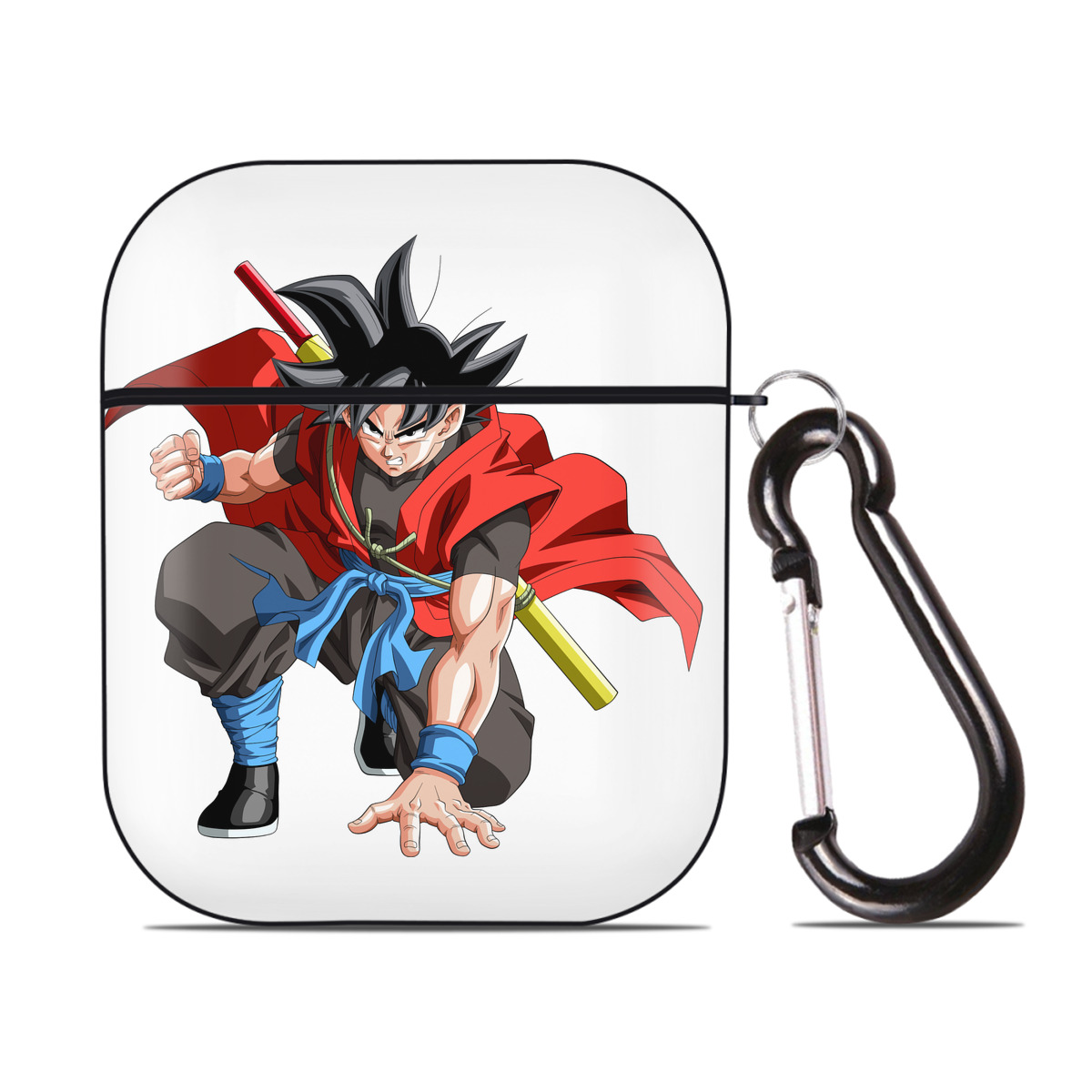 （画像用） ドラゴンボール 孫悟空（そん ごくう）Son Goku カカロット DRAGON BALL Kakarotto AirPods 第2世代保護ケース ハードシェル ブラック 耐衝撃・防指紋・カラビナ付き