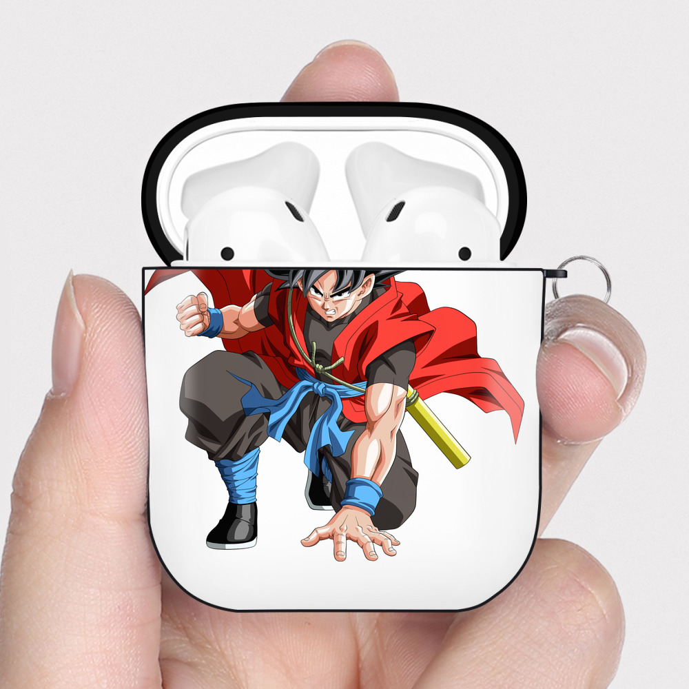 （画像用） ドラゴンボール 孫悟空（そん ごくう）Son Goku カカロット DRAGON BALL Kakarotto AirPods 第2世代保護ケース ハードシェル ブラック 耐衝撃・防指紋・カラビナ付き