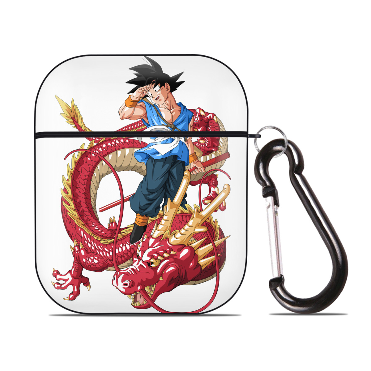（画像用） ドラゴンボール 孫悟空（そん ごくう）Son Goku カカロット DRAGON BALL Kakarotto AirPods 第2世代保護ケース ハードシェル ブラック 耐衝撃・防指紋・カラビナ付き