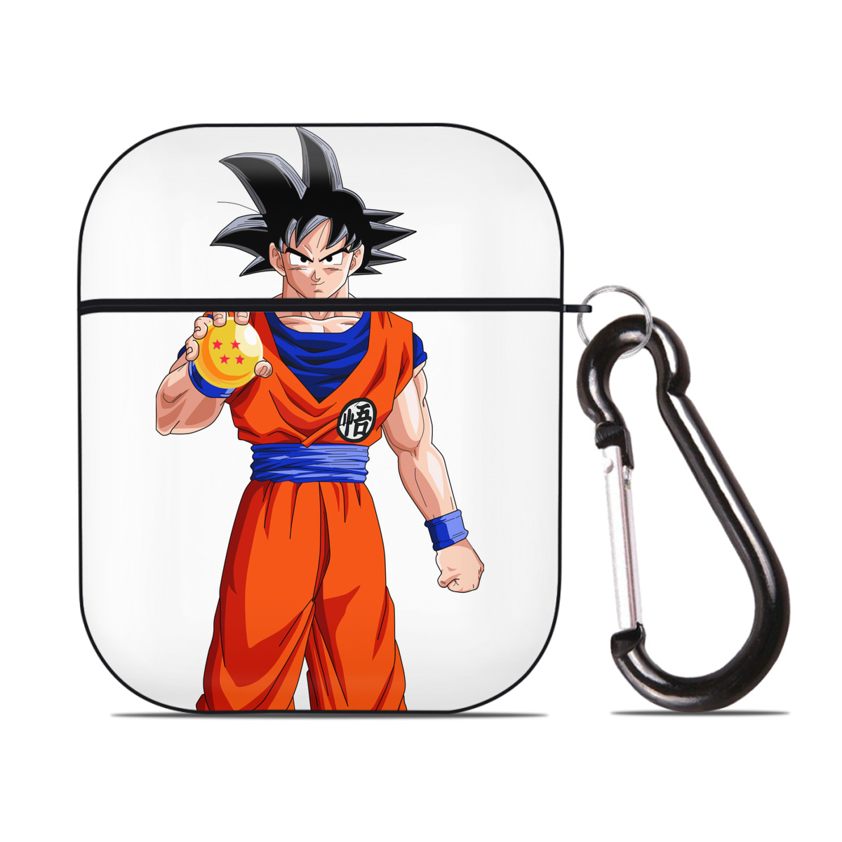 （画像用） ドラゴンボール 孫悟空（そん ごくう）Son Goku カカロット DRAGON BALL Kakarotto AirPods 第2世代保護ケース ハードシェル ブラック 耐衝撃・防指紋・カラビナ付き
