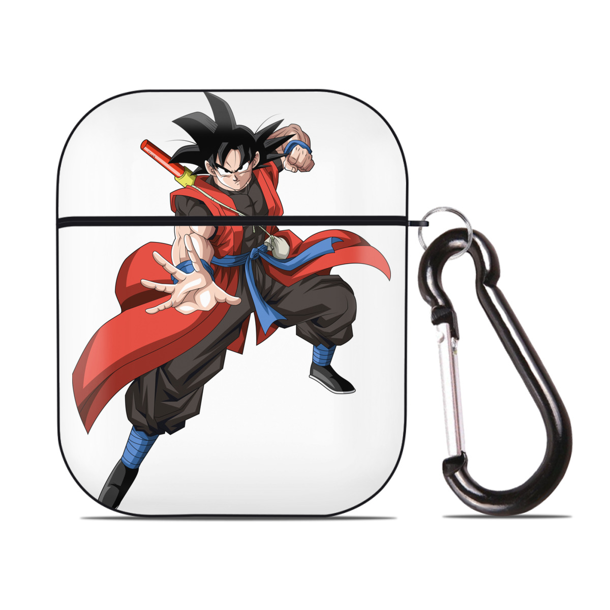 （画像用） ドラゴンボール 孫悟空（そん ごくう）Son Goku カカロット DRAGON BALL Kakarotto AirPods 第2世代保護ケース ハードシェル ブラック 耐衝撃・防指紋・カラビナ付き
