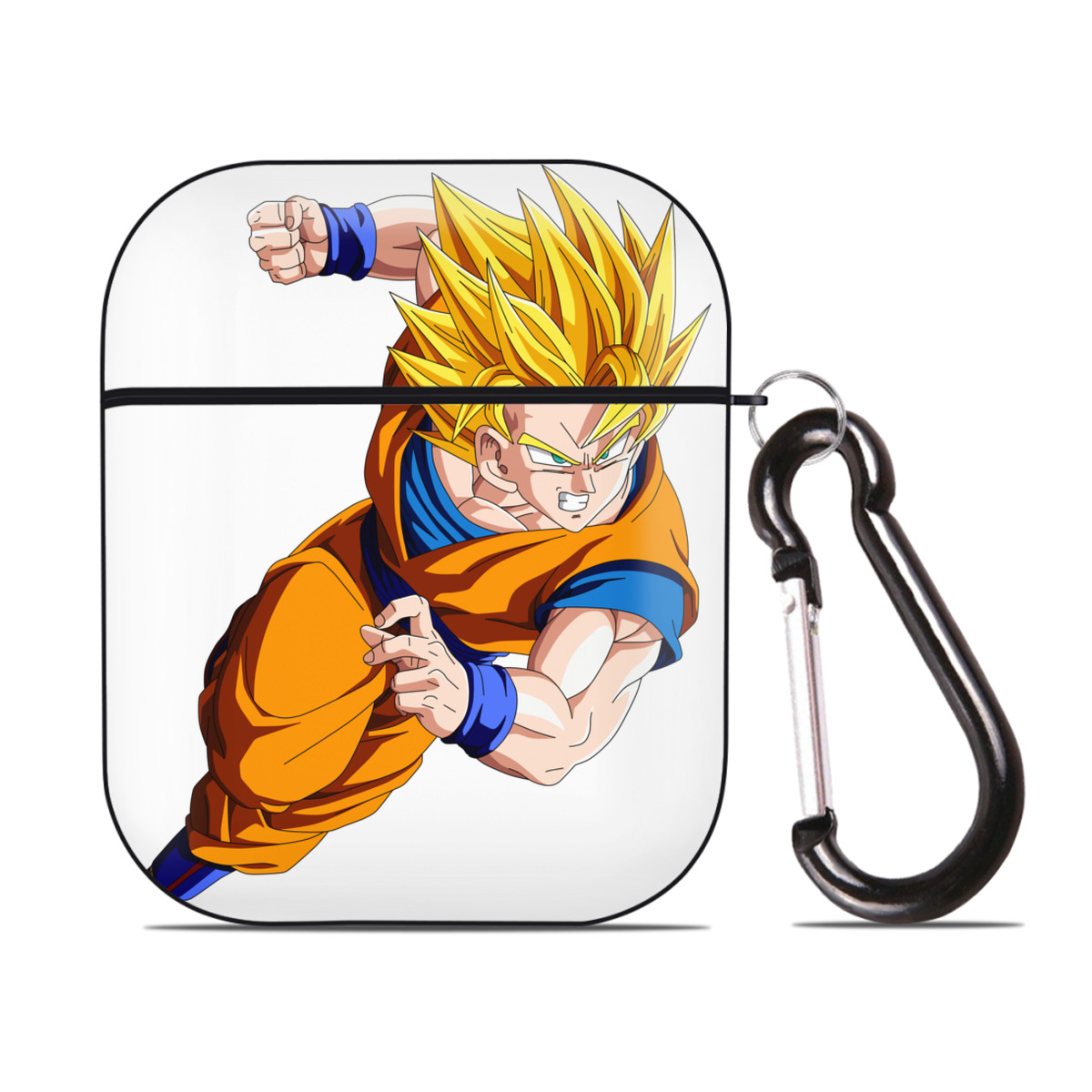 （画像用） ドラゴンボール 孫悟空（そん ごくう）Son Goku カカロット DRAGON BALL Kakarotto AirPods 第2世代保護ケース ハードシェル ブラック 耐衝撃・防指紋・カラビナ付き