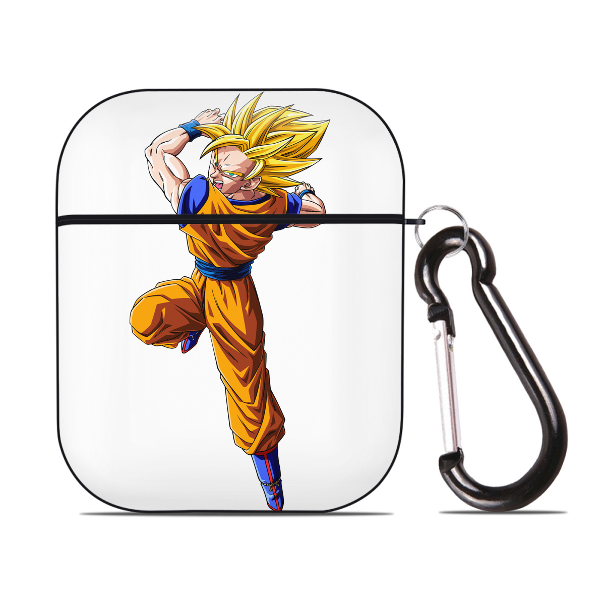 （画像用） ドラゴンボール 孫悟空（そん ごくう）Son Goku カカロット DRAGON BALL Kakarotto AirPods 第2世代保護ケース ハードシェル ブラック 耐衝撃・防指紋・カラビナ付き