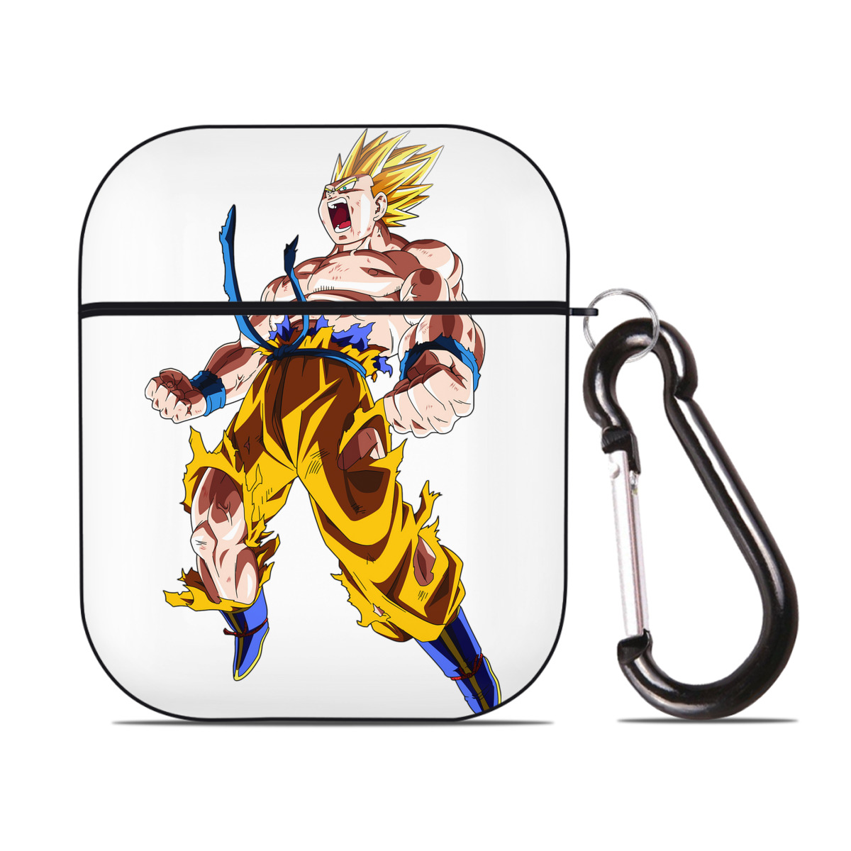 （画像用） ドラゴンボール 孫悟空（そん ごくう）Son Goku カカロット DRAGON BALL Kakarotto AirPods 第2世代保護ケース ハードシェル ブラック 耐衝撃・防指紋・カラビナ付き