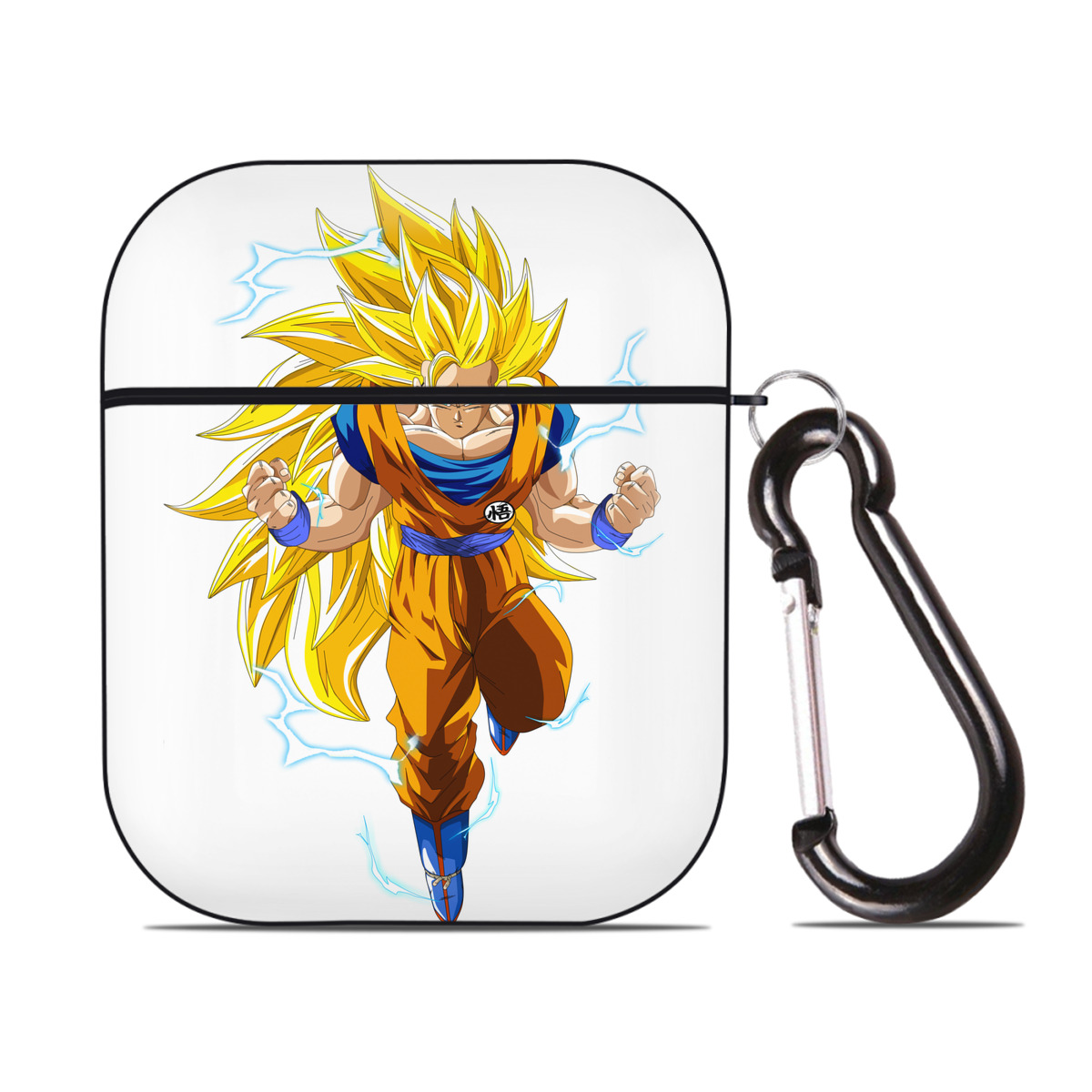 （画像用） ドラゴンボール 孫悟空（そん ごくう）Son Goku カカロット DRAGON BALL Kakarotto AirPods 第2世代保護ケース ハードシェル ブラック 耐衝撃・防指紋・カラビナ付き