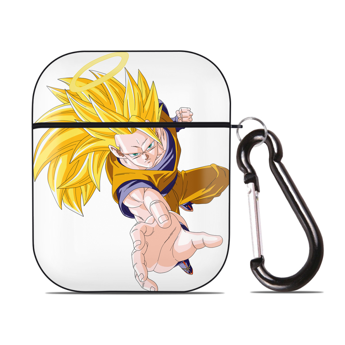 （画像用） ドラゴンボール 孫悟空（そん ごくう）Son Goku カカロット DRAGON BALL Kakarotto AirPods 第2世代保護ケース ハードシェル ブラック 耐衝撃・防指紋・カラビナ付き