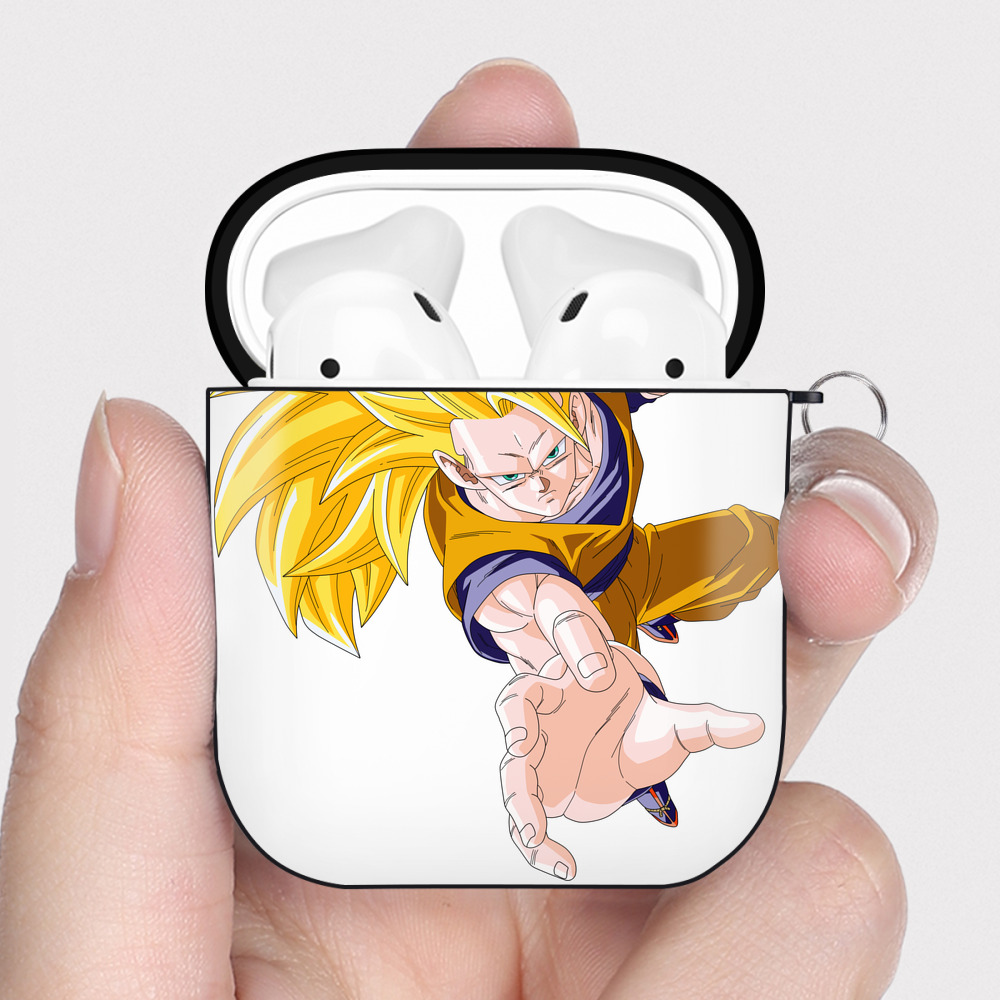 （画像用） ドラゴンボール 孫悟空（そん ごくう）Son Goku カカロット DRAGON BALL Kakarotto AirPods 第2世代保護ケース ハードシェル ブラック 耐衝撃・防指紋・カラビナ付き