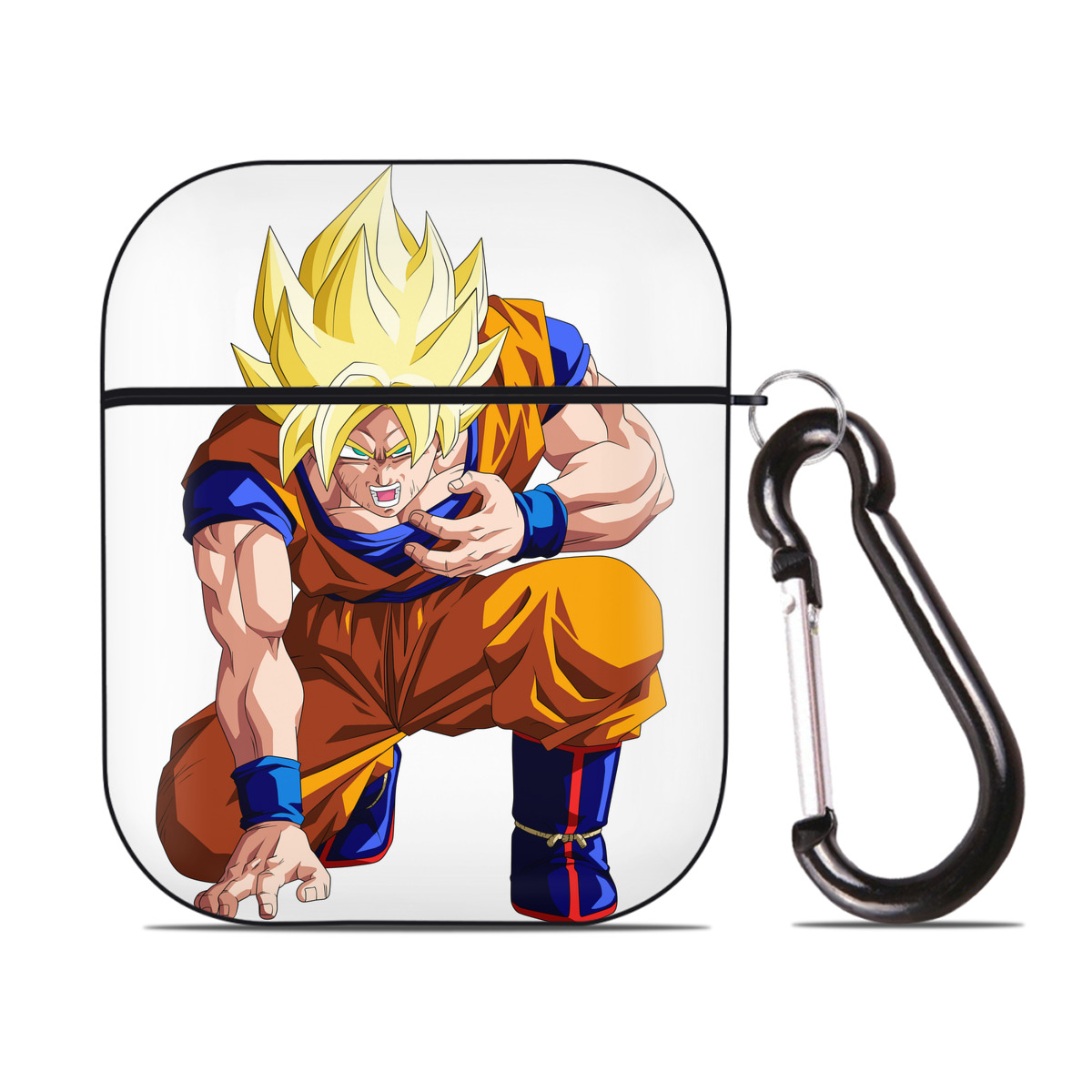 （画像用） ドラゴンボール 孫悟空（そん ごくう）Son Goku カカロット DRAGON BALL Kakarotto AirPods 第2世代保護ケース ハードシェル ブラック 耐衝撃・防指紋・カラビナ付き