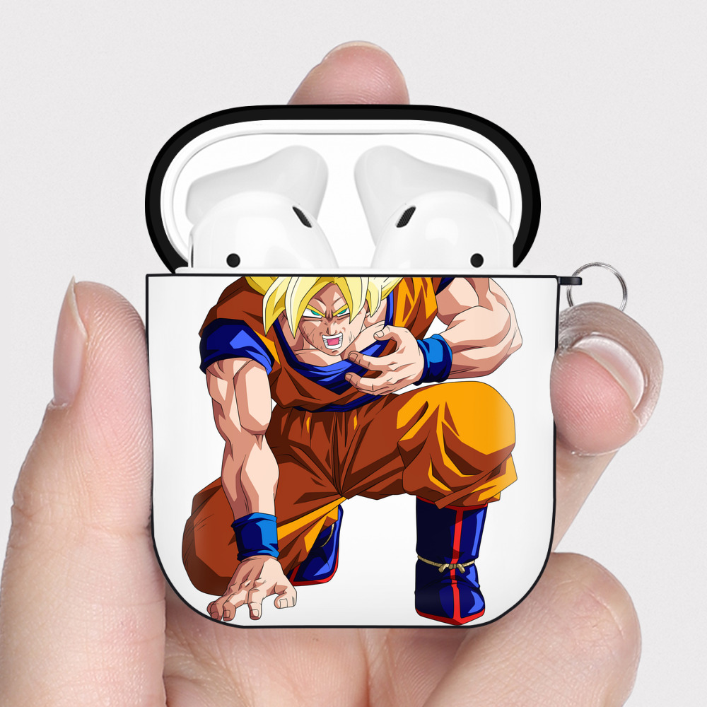 （画像用） ドラゴンボール 孫悟空（そん ごくう）Son Goku カカロット DRAGON BALL Kakarotto AirPods 第2世代保護ケース ハードシェル ブラック 耐衝撃・防指紋・カラビナ付き