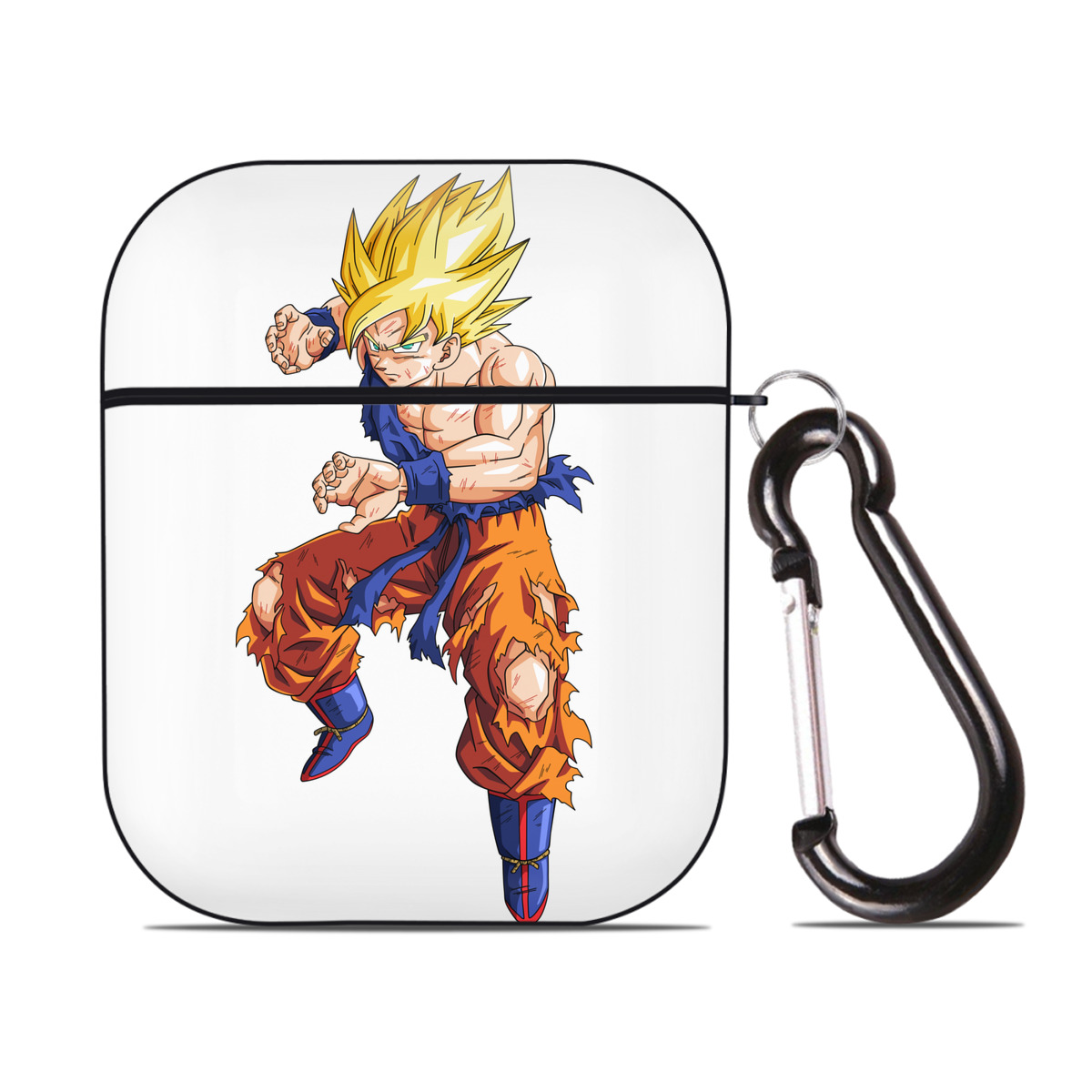 （画像用） ドラゴンボール 孫悟空（そん ごくう）Son Goku カカロット DRAGON BALL Kakarotto AirPods 第2世代保護ケース ハードシェル ブラック 耐衝撃・防指紋・カラビナ付き