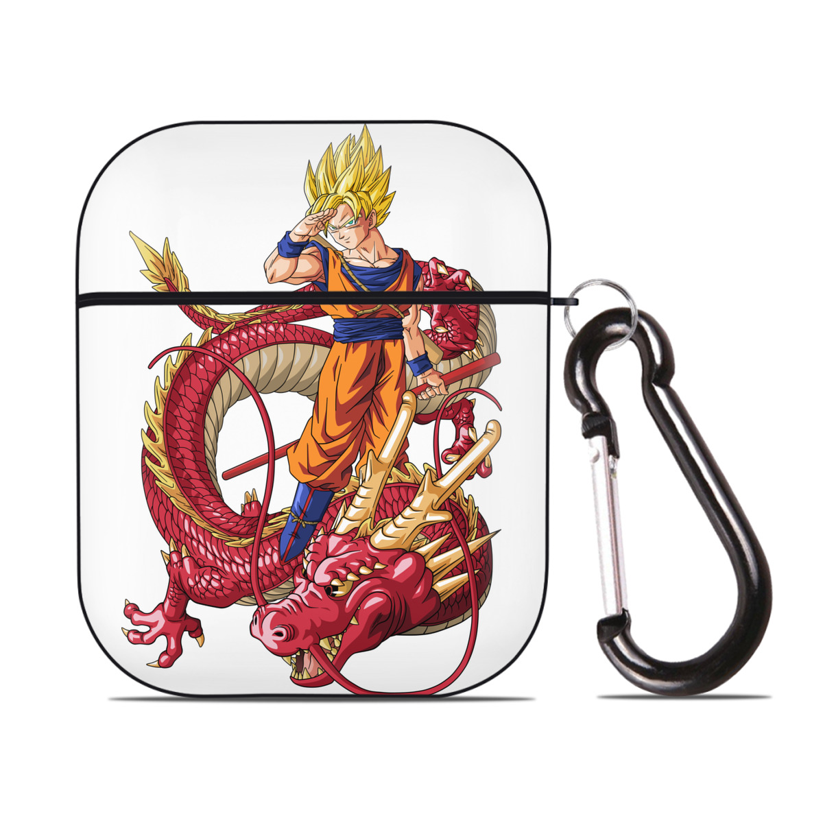（画像用） ドラゴンボール 孫悟空（そん ごくう）Son Goku カカロット DRAGON BALL Kakarotto AirPods 第2世代保護ケース ハードシェル ブラック 耐衝撃・防指紋・カラビナ付き