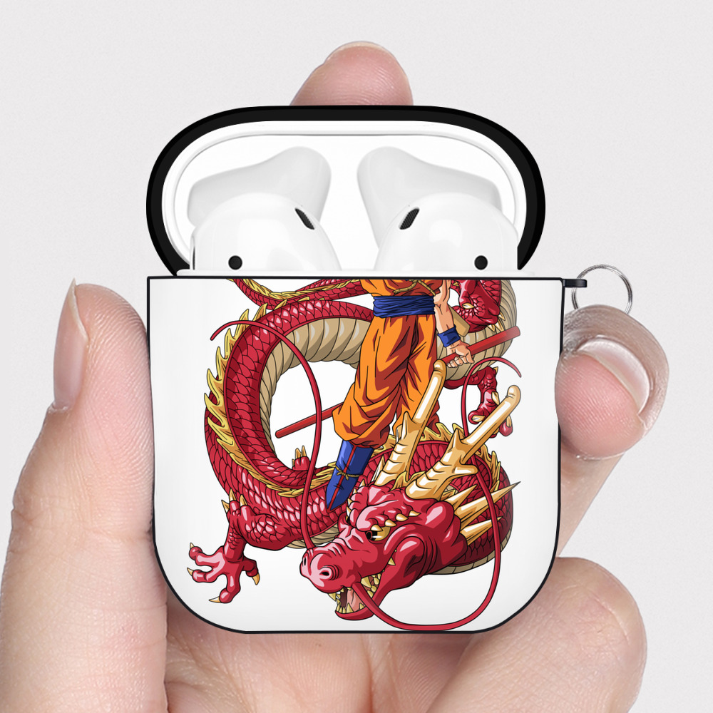 （画像用） ドラゴンボール 孫悟空（そん ごくう）Son Goku カカロット DRAGON BALL Kakarotto AirPods 第2世代保護ケース ハードシェル ブラック 耐衝撃・防指紋・カラビナ付き