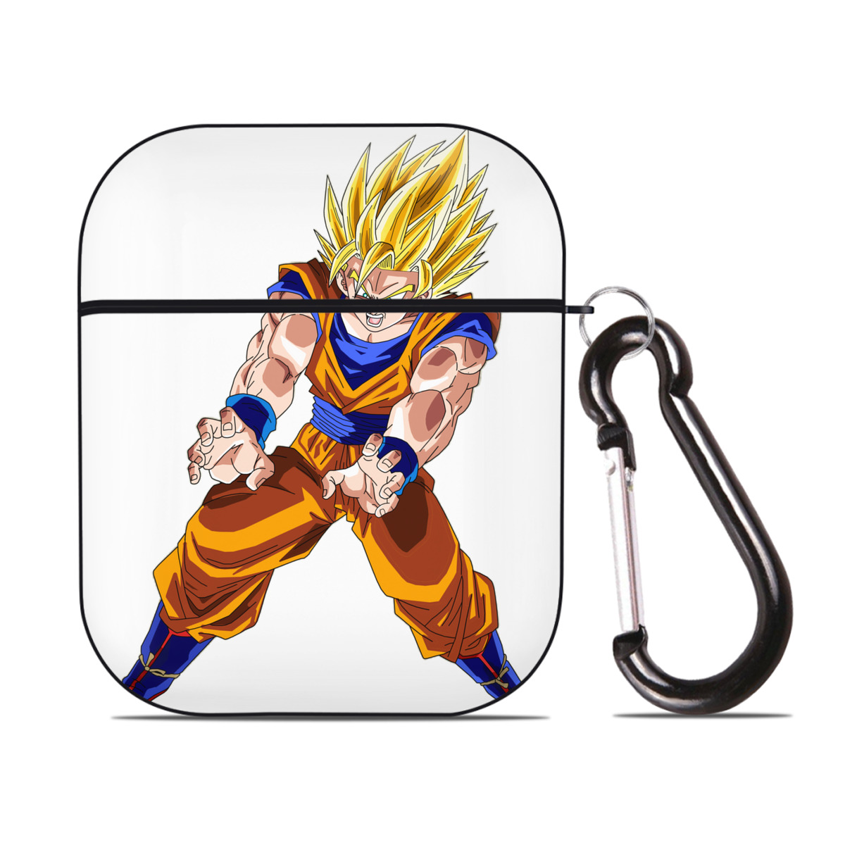 （画像用） ドラゴンボール 孫悟空（そん ごくう）Son Goku カカロット DRAGON BALL Kakarotto AirPods 第2世代保護ケース ハードシェル ブラック 耐衝撃・防指紋・カラビナ付き