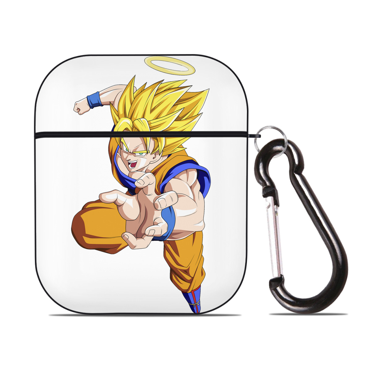（画像用） ドラゴンボール 孫悟空（そん ごくう）Son Goku カカロット DRAGON BALL Kakarotto AirPods 第2世代保護ケース ハードシェル ブラック 耐衝撃・防指紋・カラビナ付き