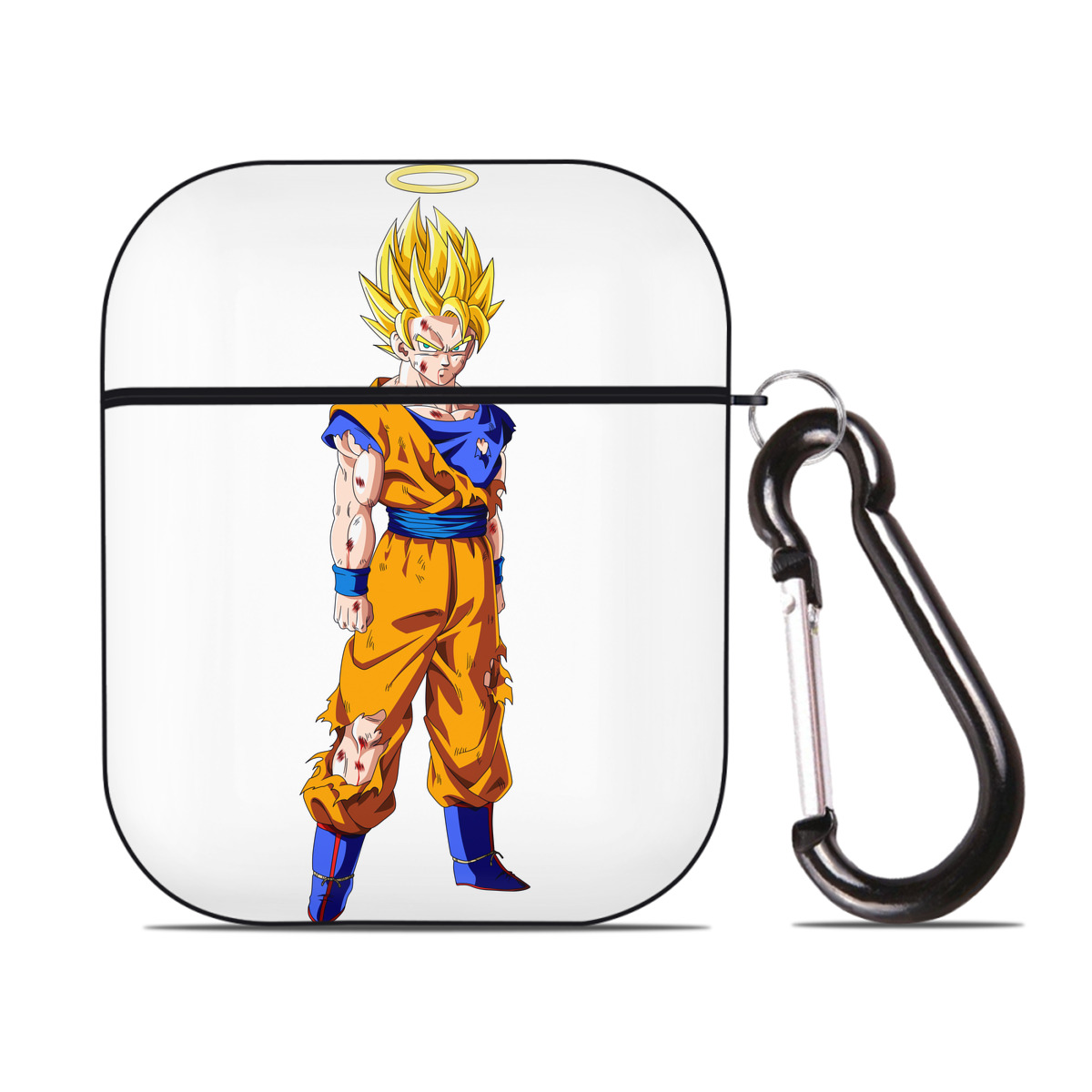 （画像用） ドラゴンボール 孫悟空（そん ごくう）Son Goku カカロット DRAGON BALL Kakarotto AirPods 第2世代保護ケース ハードシェル ブラック 耐衝撃・防指紋・カラビナ付き
