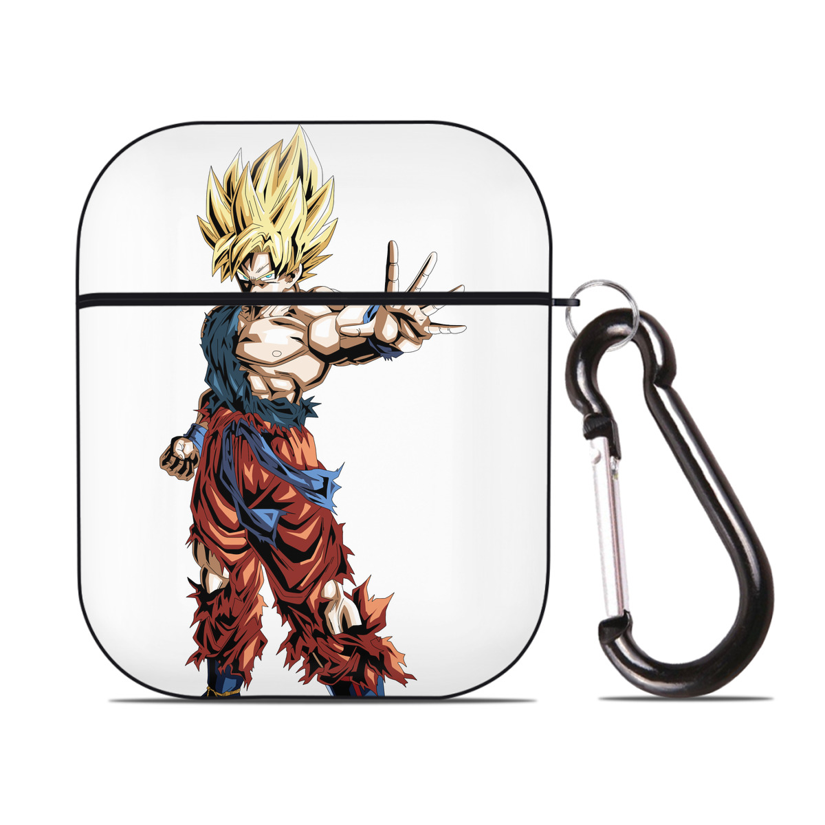 （画像用） ドラゴンボール 孫悟空（そん ごくう）Son Goku カカロット DRAGON BALL Kakarotto AirPods 第2世代保護ケース ハードシェル ブラック 耐衝撃・防指紋・カラビナ付き